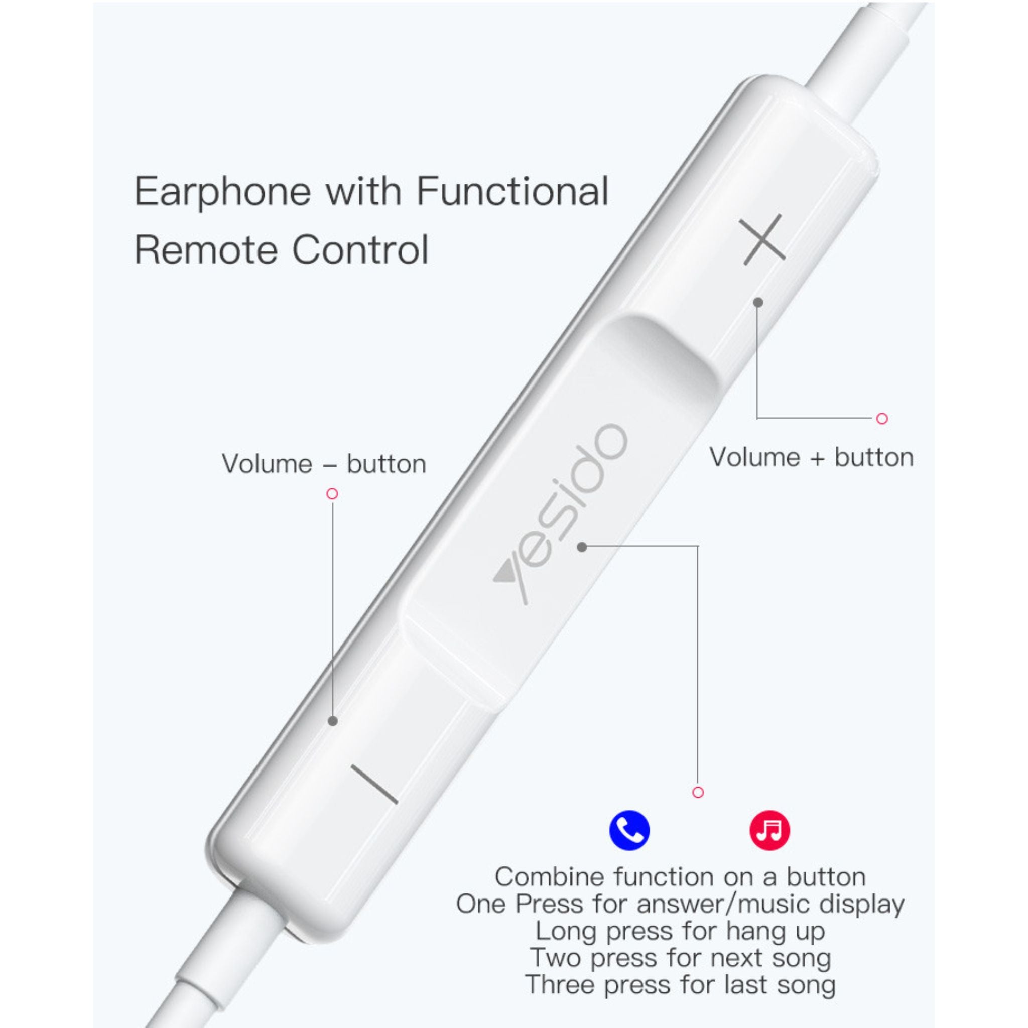 Yesido YH36 Wholesale Price Hifi Headphone | Handfree lighting In-Ear Sport Stereo Earphone With Mic