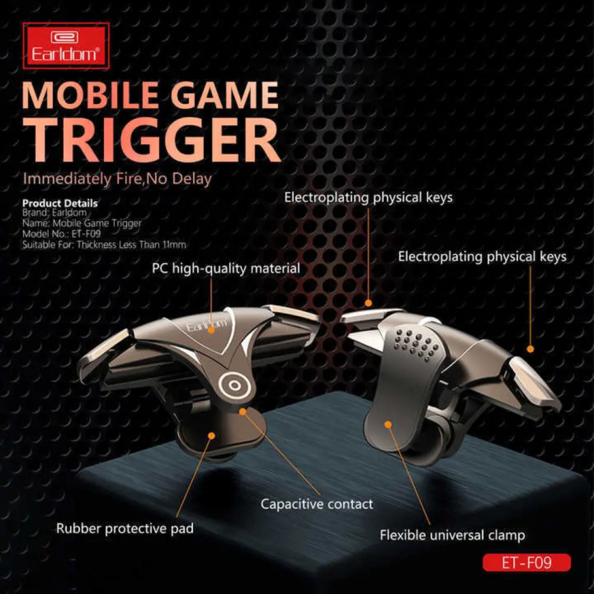 Earldom F09 Mobile Trigger Controller Shoot Fire Button Smartphone Mobile Game Triggers for iOS & Android