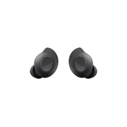 A pair of Samsung Galaxy Buds FE in-ear wireless earbuds in black color with a charging case.