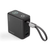 Powerology 15000mAh Mini Power Bank with Multiple Charging Ports, Universal Compatibility, Advanced Safety Features, Smart TFT Display, Built-in USB-C Cable - Black