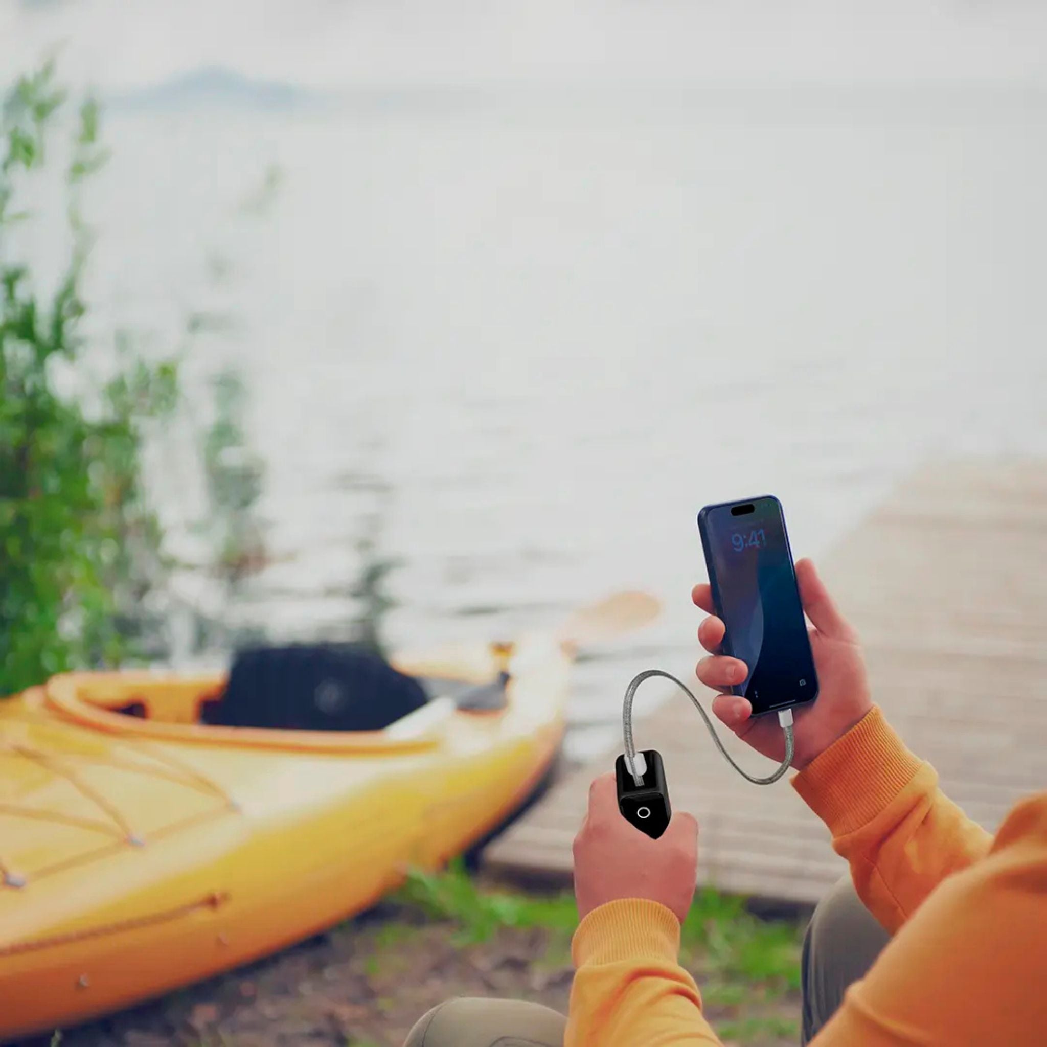 Powerology 15000mAh Mini Power Bank with Multiple Charging Ports, Universal Compatibility, Advanced Safety Features, Smart TFT Display, Built-in USB-C Cable - Black