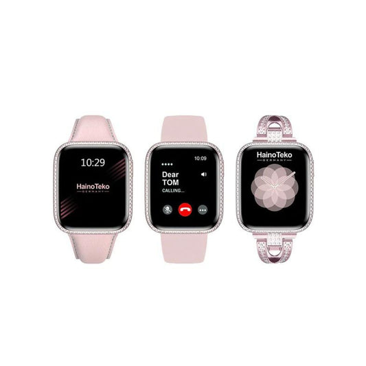 Haino Teko Germany G13MINI 3 Pairs Strap Smartwatch-Real Waterproof,HD IPS Amolded Display,Bluetooth Call_Pink