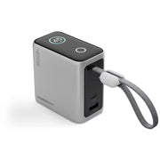 Powerology 15000mAh Mini Power Bank with Multiple Charging Ports, Universal Compatibility, Advanced Safety Features, Smart TFT Display, Built-in USB-C Cable - Gray