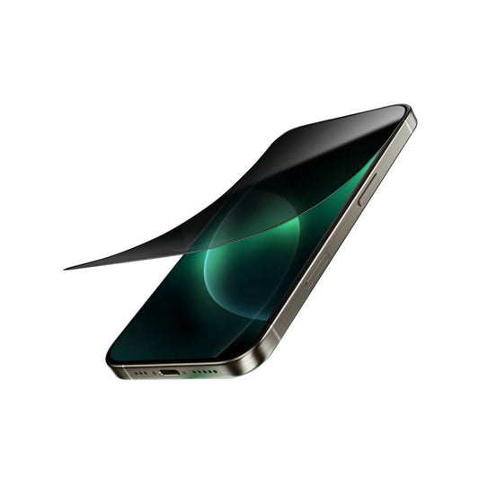 Green Lion 9H Steve Privacy Full Glass Screen Protector for iPhone 16 Plus, Anti-Scratch, Side View Blocking, Highly Responsive, Grease Resistance, Anti-Fingerprint - Black