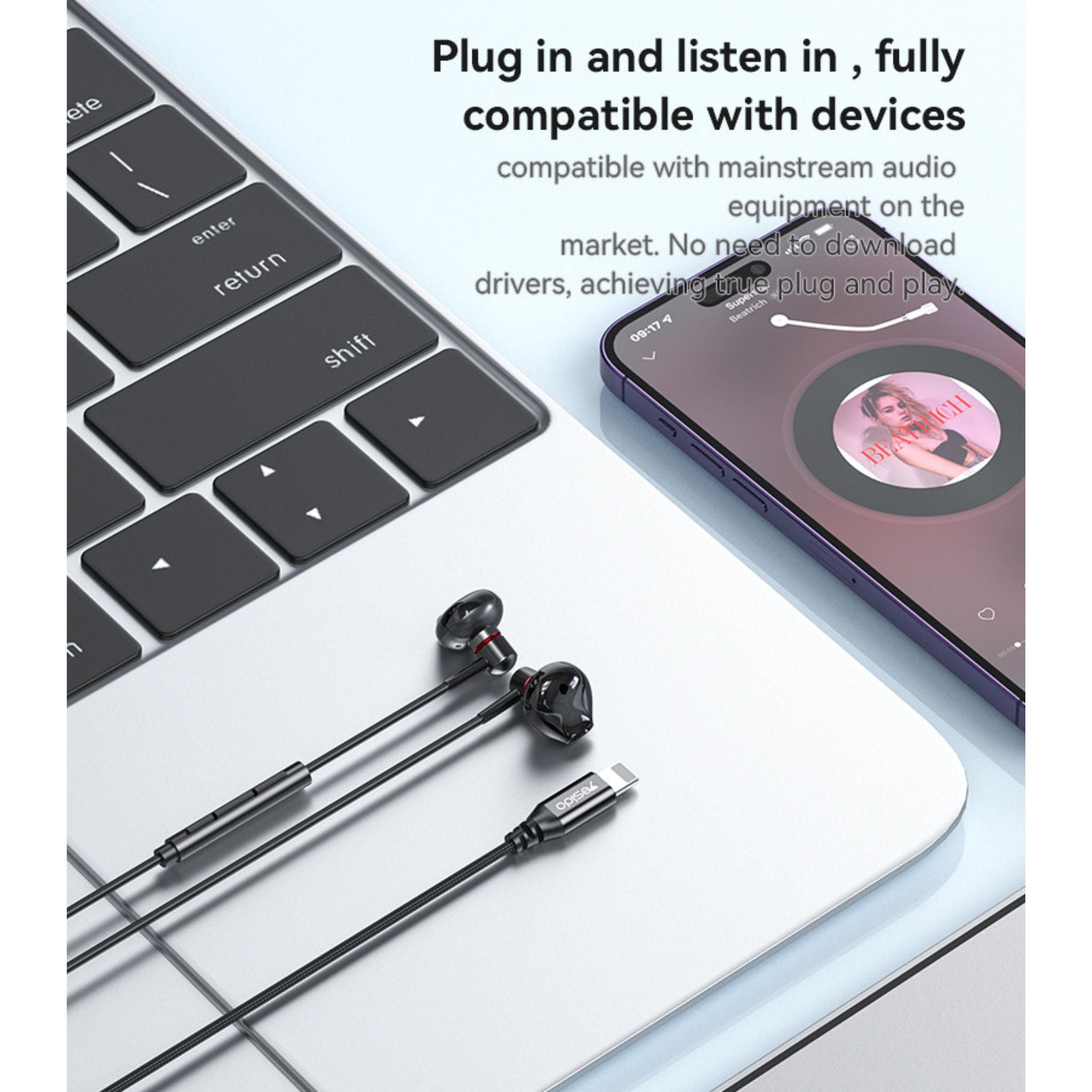 Yesido YH48 Aluminum Alloy In-ear Earphone With Remote Control IP Interface Wired Headphones