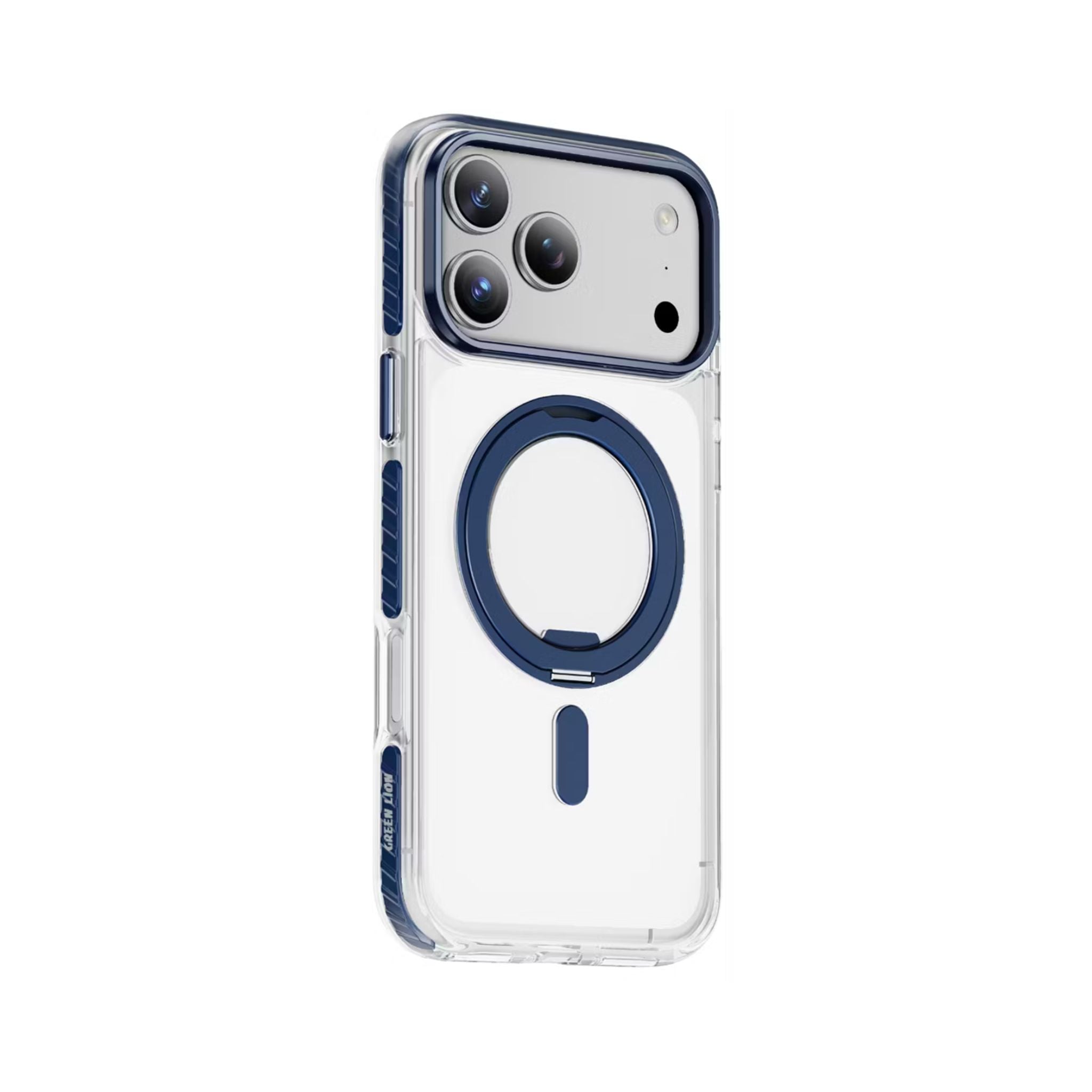 Green Lion Southend Magsafe Case for iPhone 17 Pro, Camera Protection, Hybrid Materials, Built-in Kickstand Ring with 360° Rotation, Military-Grade Protection - Blue
