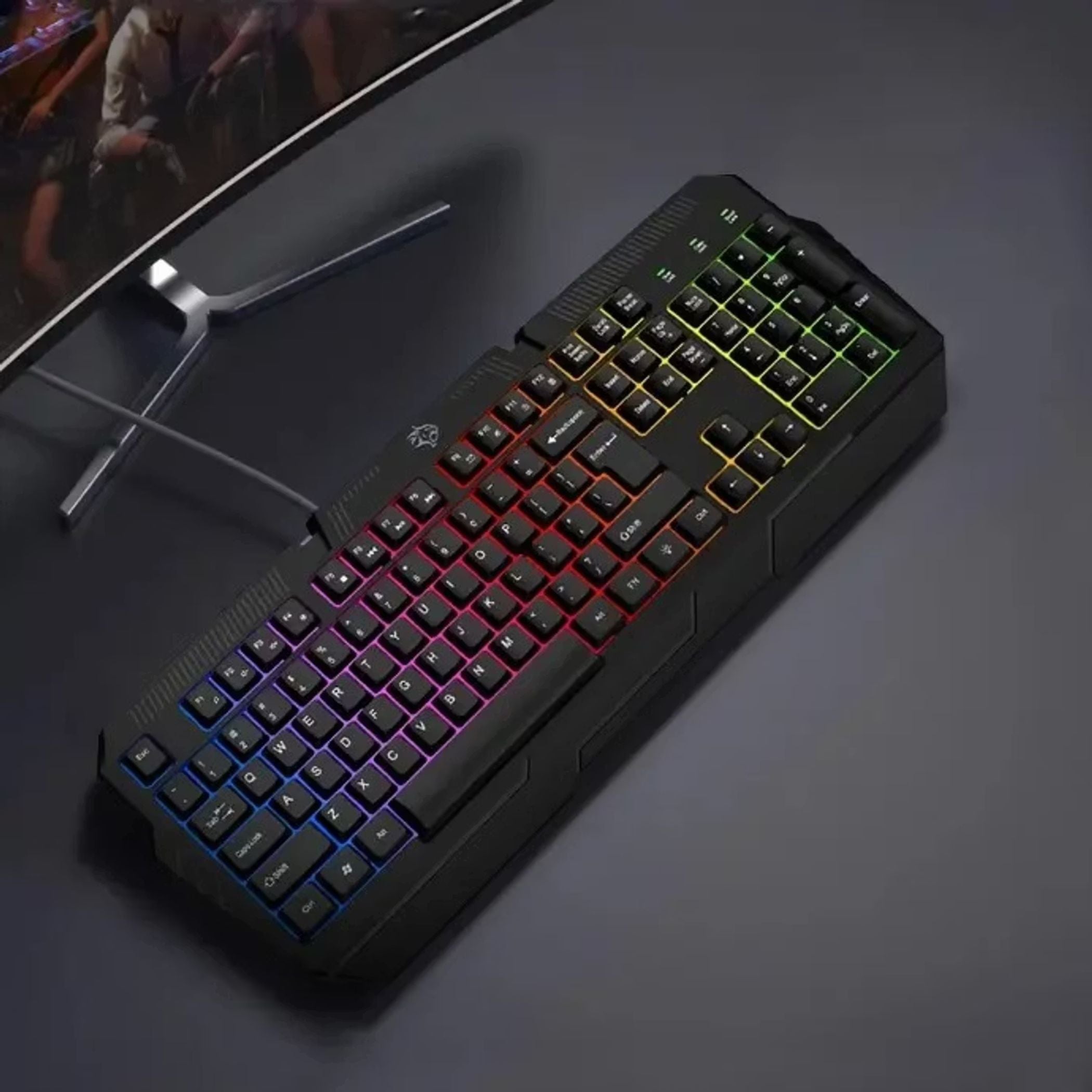 Porodo Gaming 4 in 1 Gaming Kit with Keyboard, Head phone, Mouse and Mouse Pad, Windows and Linux Compatibility, 13 RGB Light Mode - Black