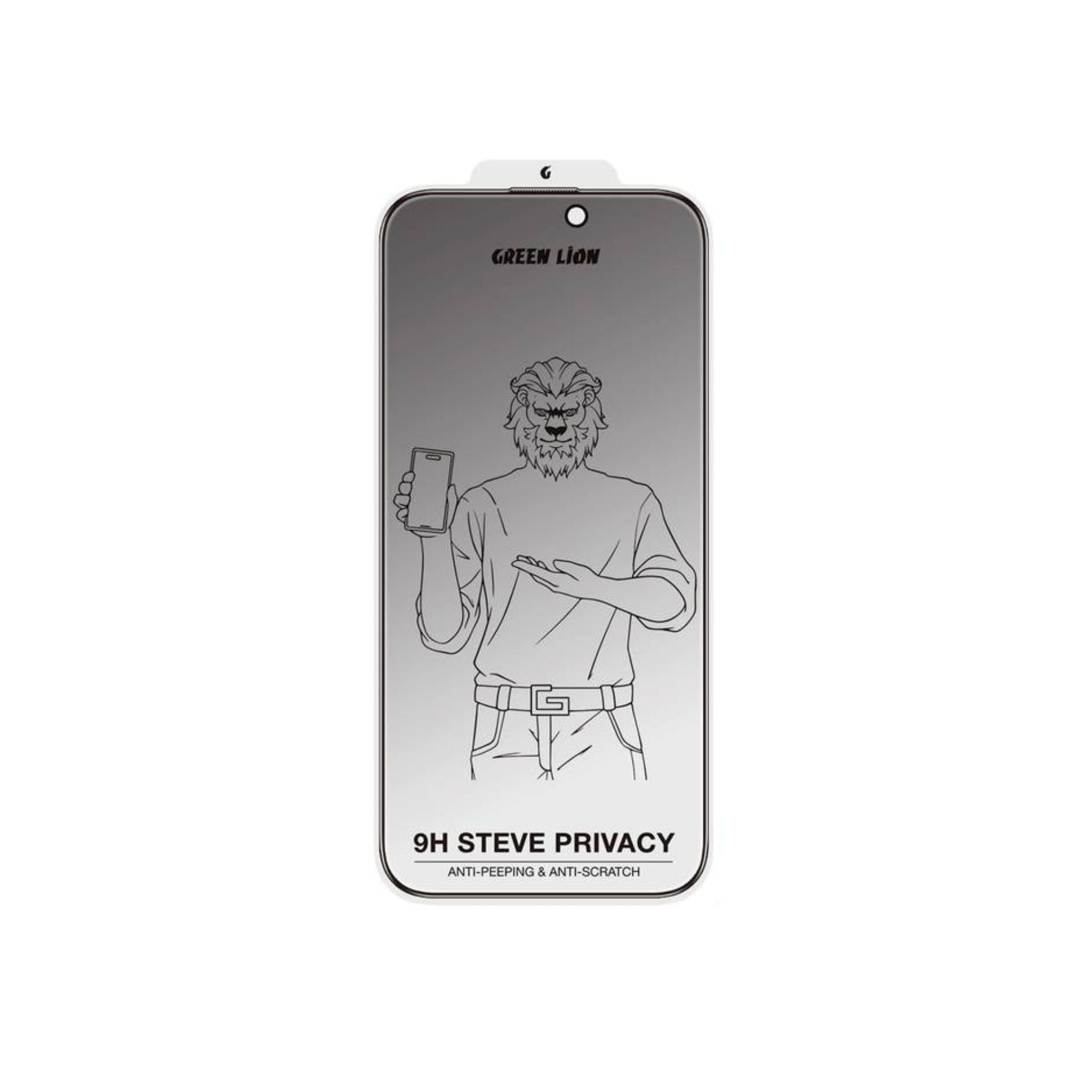 Green Lion 9H Steve Privacy Full Glass Screen Protector for iPhone 16 Plus, Anti-Scratch, Side View Blocking, Highly Responsive, Grease Resistance, Anti-Fingerprint - Black