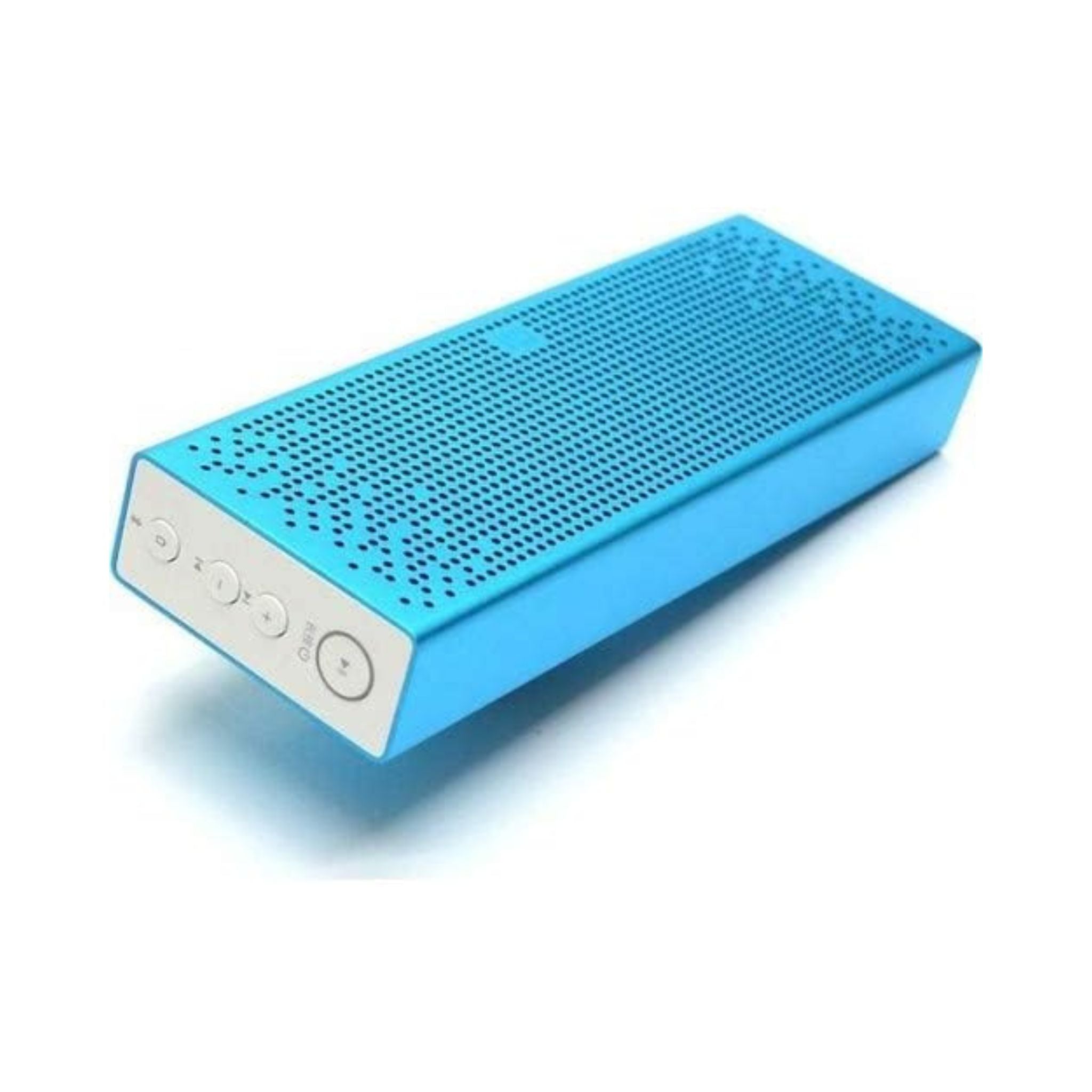 Blue rectangular speaker on a white background