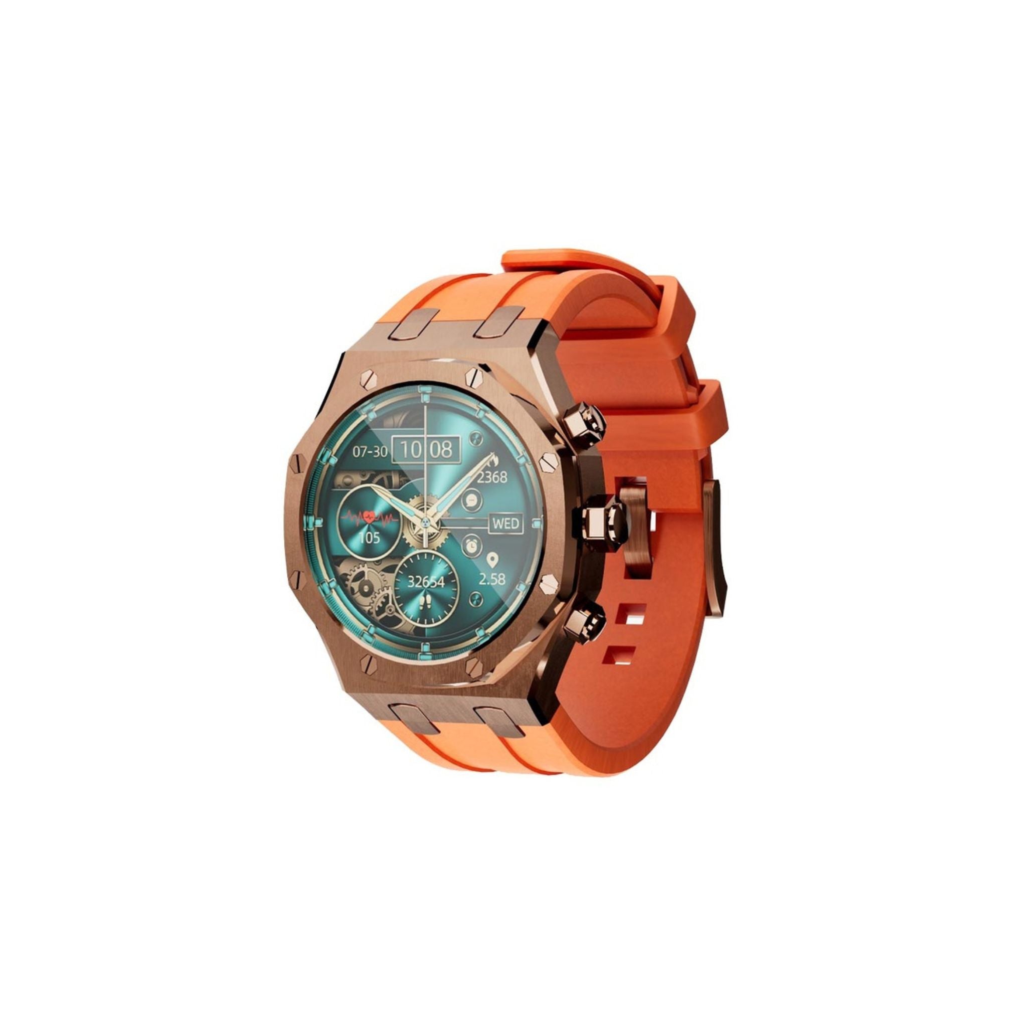 Porodo Cristallo AP Amoled Display Smart Watch with 260mAh Lithium Power, 49mm Display, Bluetooth V3.0, V5.0, IP68 - Rose Gold