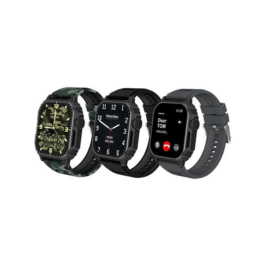 Haino Teko Germany SQ-1 Mini Smart Watch With Full Screen AMOLED Display 3 Pair Straps and Wireless Charger For Mens and Boys_Black