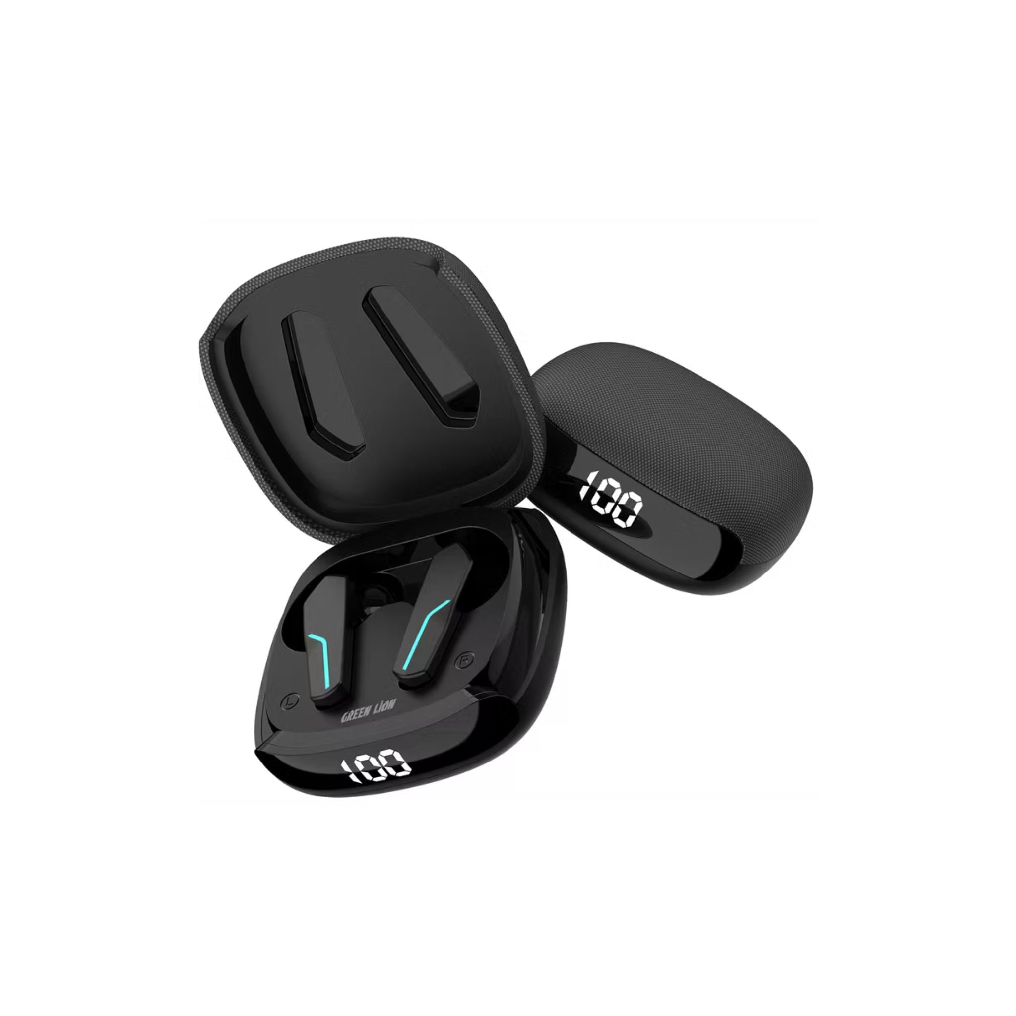Green Lion Interlaken True Wireless Earbuds with Built-in Dual Microphones, 7 Hours Play Time, 13mm Speaker Size, 300mAh Case & 40mAh Earbuds Battery, 180 Hours Standby Time, Battery Display, Breathing Lights