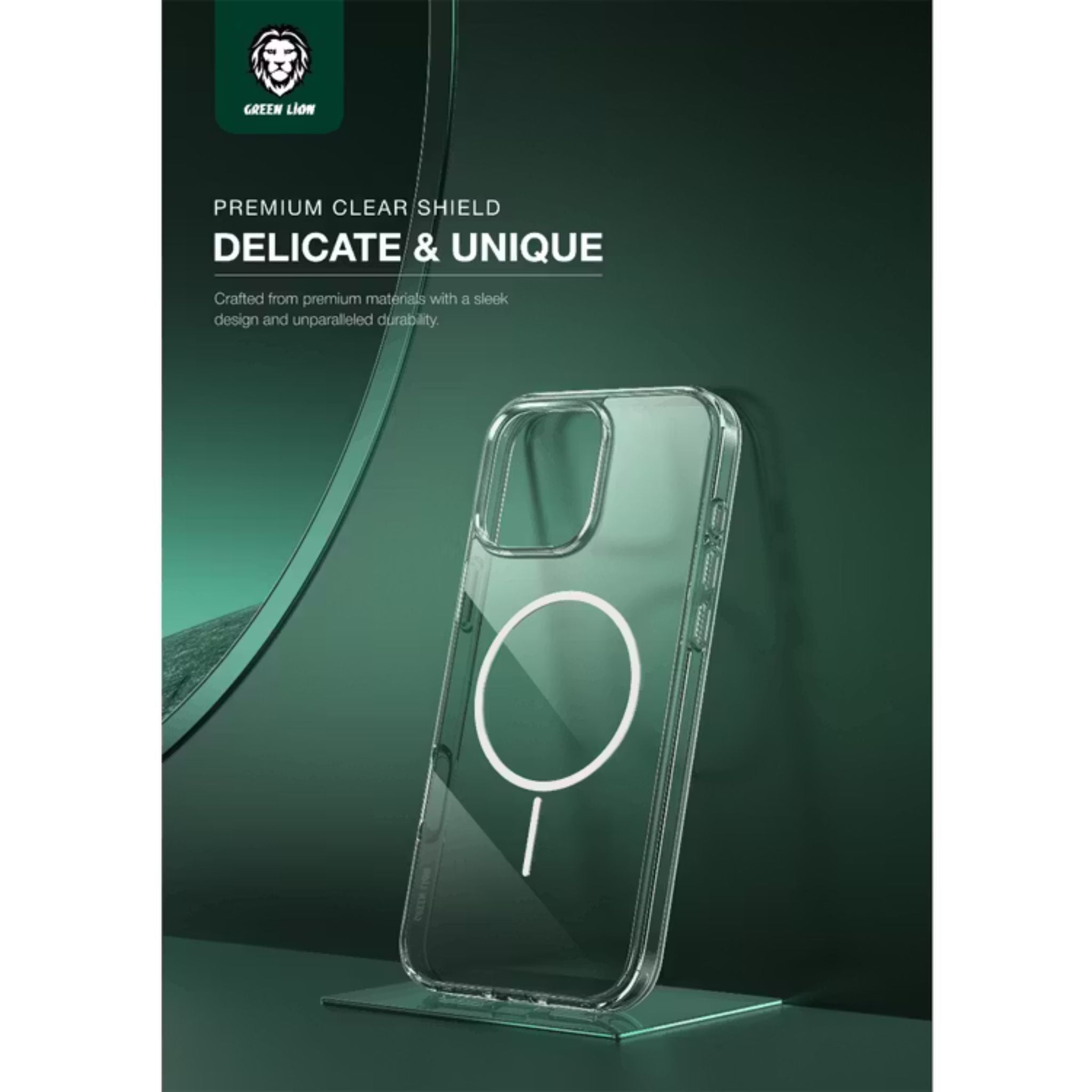 Green Lion Anti-Yellow MagSafe Case for iPhone 16 Pro, Raised Camera Edge, Powerful N52 Magnets, Drop Protection, Shockproof, Crystal Clear Design - Clear