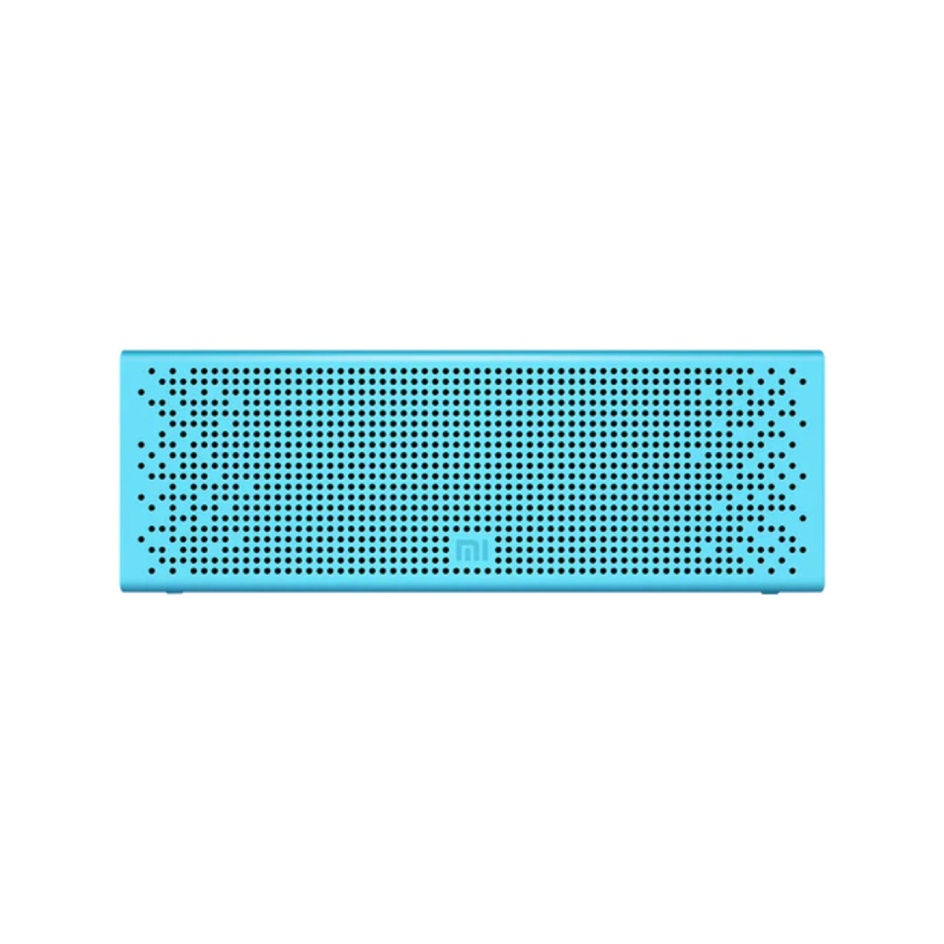 Blue rectangular speaker on a white background