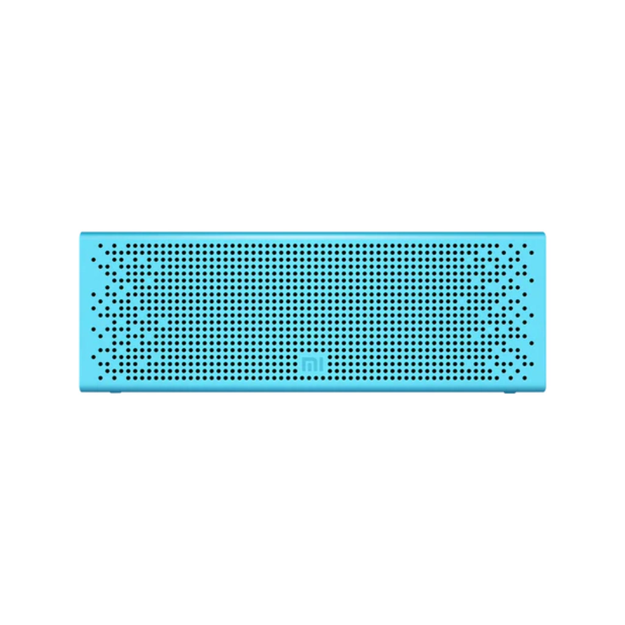 Blue rectangular speaker on a white background