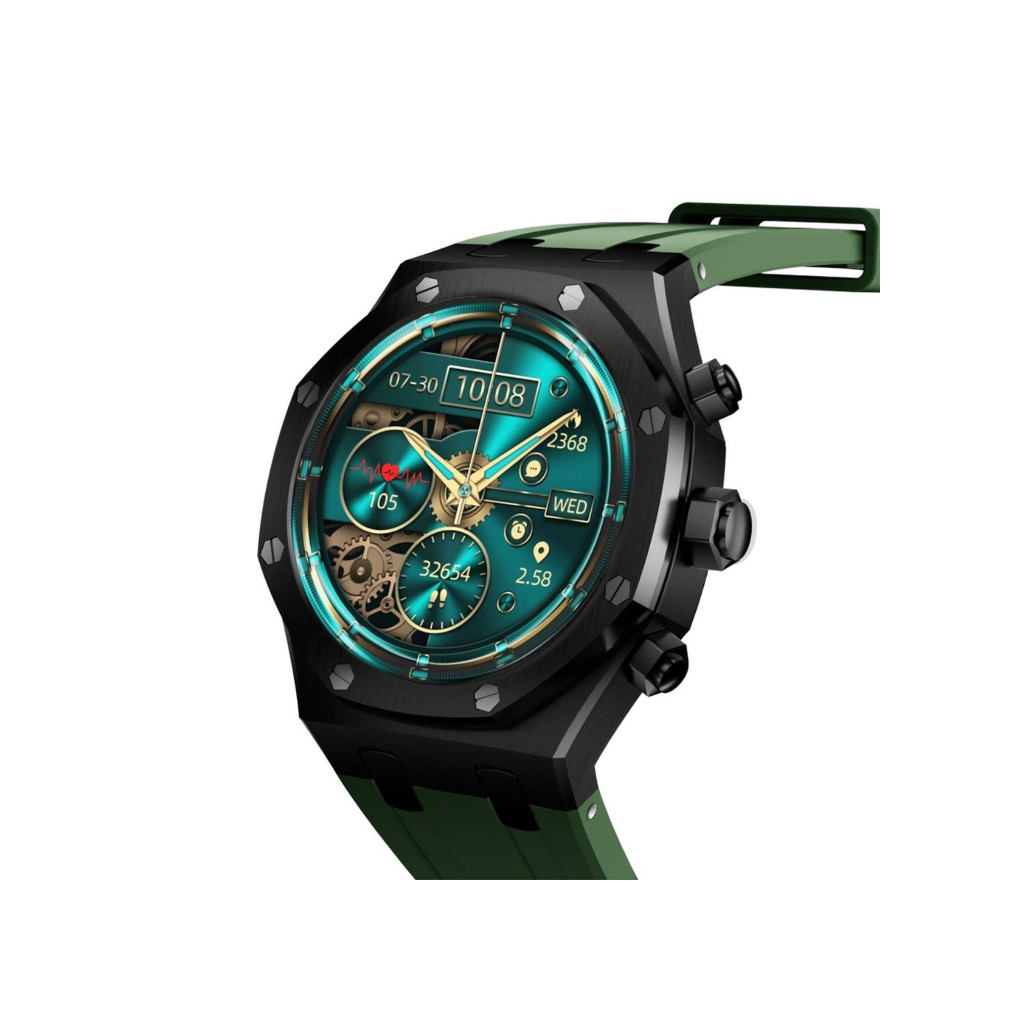 Porodo Cristallo AP Smart Watch 49mm with 1.43" AMOLED Display, 466x466p Resolution, 260mAh Lithium Polymer Battery, Bluetooth V3.0, V5.0, IP68, 128MB Flash Memory, 7-15 Days Working Time - Black