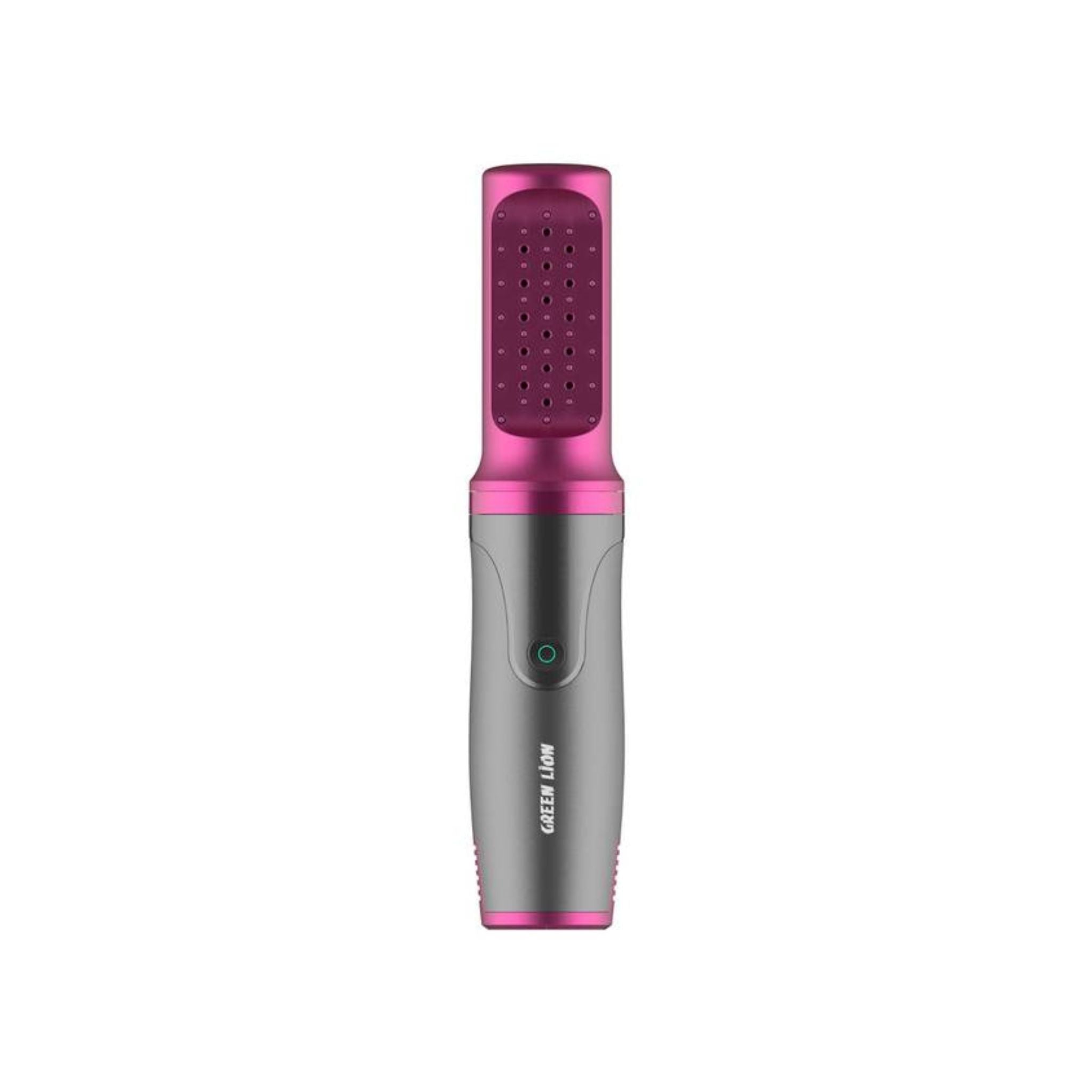 A portable gray incense burner with a pink comb, featuring a digital display and a Type-C charging port.