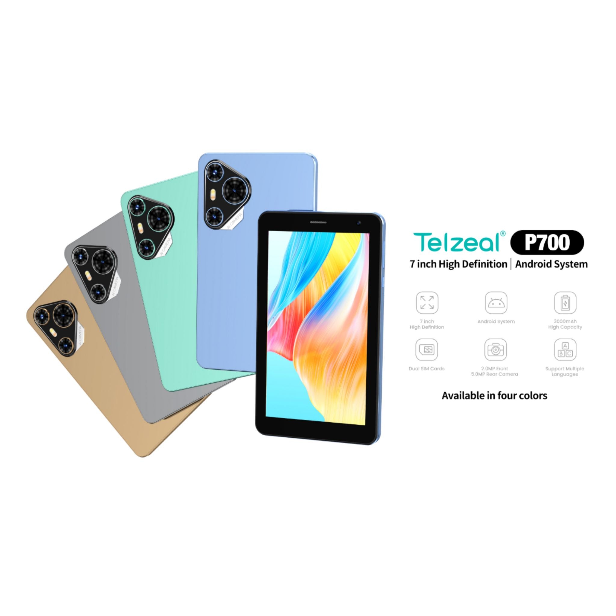 Telzeal P700 5G 7 Inch Android Tablet with Dual SIM 6GB RAM 256GB ROM and 3000 mAh Battery- Grey