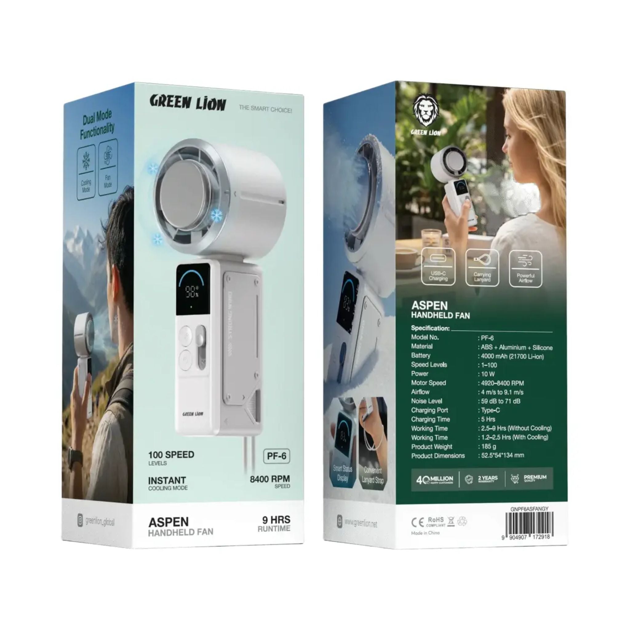 Green Lion Aspen Handheld Fan - Grey