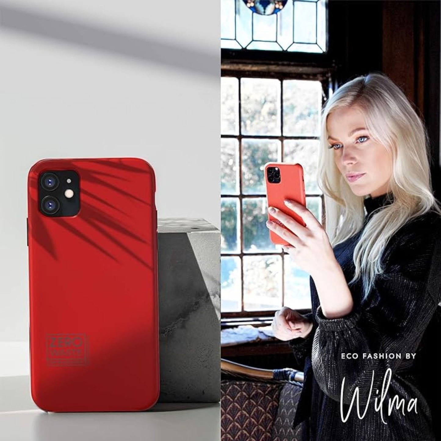 Wilma Biodegradable Compatible with iPhone 12 Mini Case, 5.4 Zot, Waste Free, Complete Protective Mobile Phone Case, Environmentally Friendly, Plastic Pollution, Plastic Free, Red