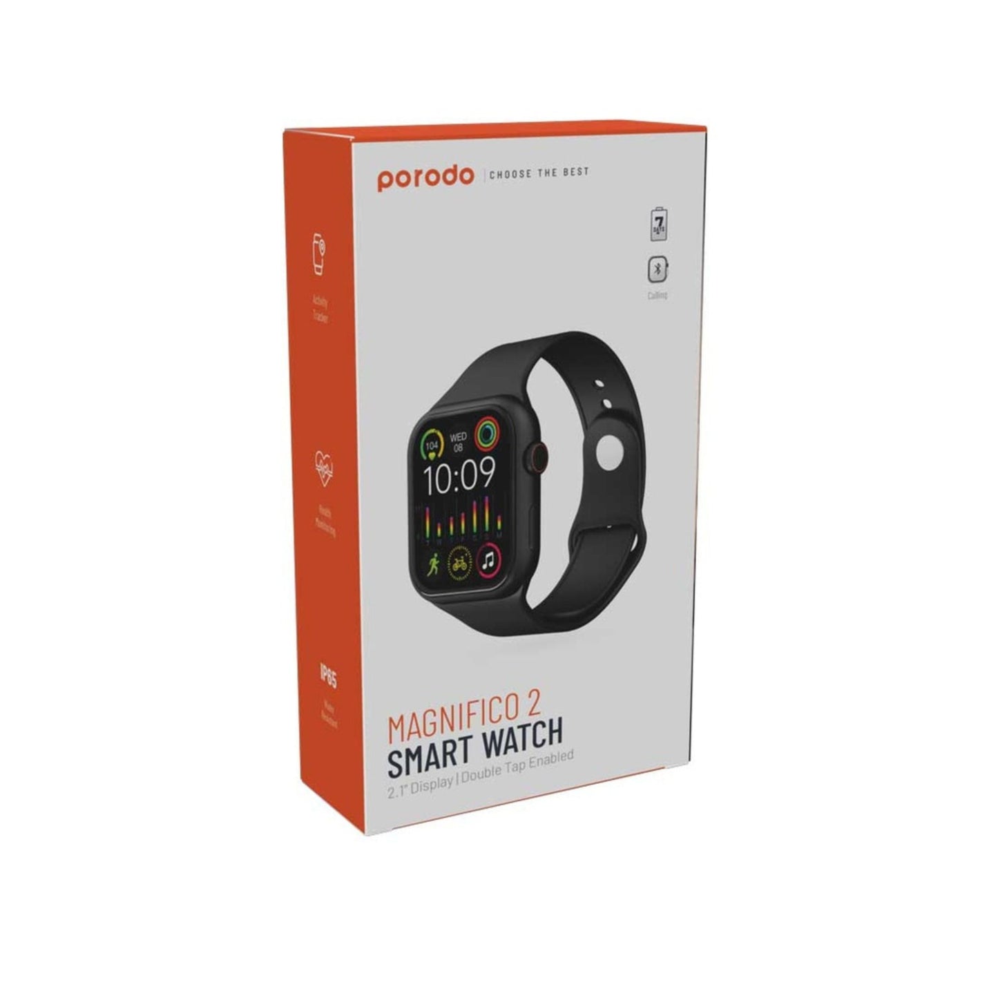 Porodo Smartwatch 2.1 Magnifico with Sport Band - Black