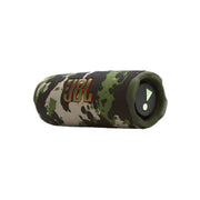 Camouflage-patterned JBL speaker on a white background