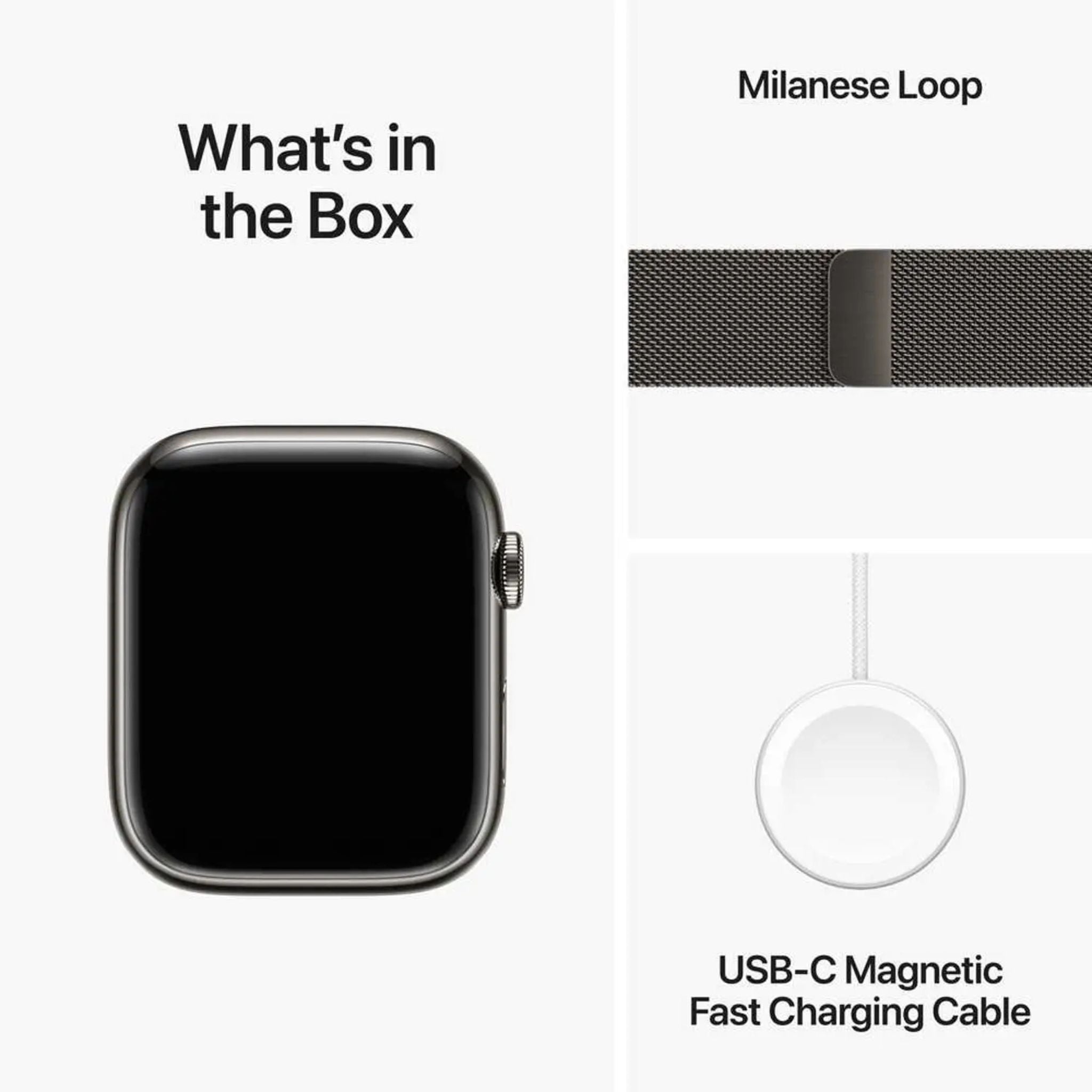 Apple Watch Series 9 GPS + Cellular 45mm Graphite Stainless Steel Case with Graphite Milanese Loop – Middle East Version