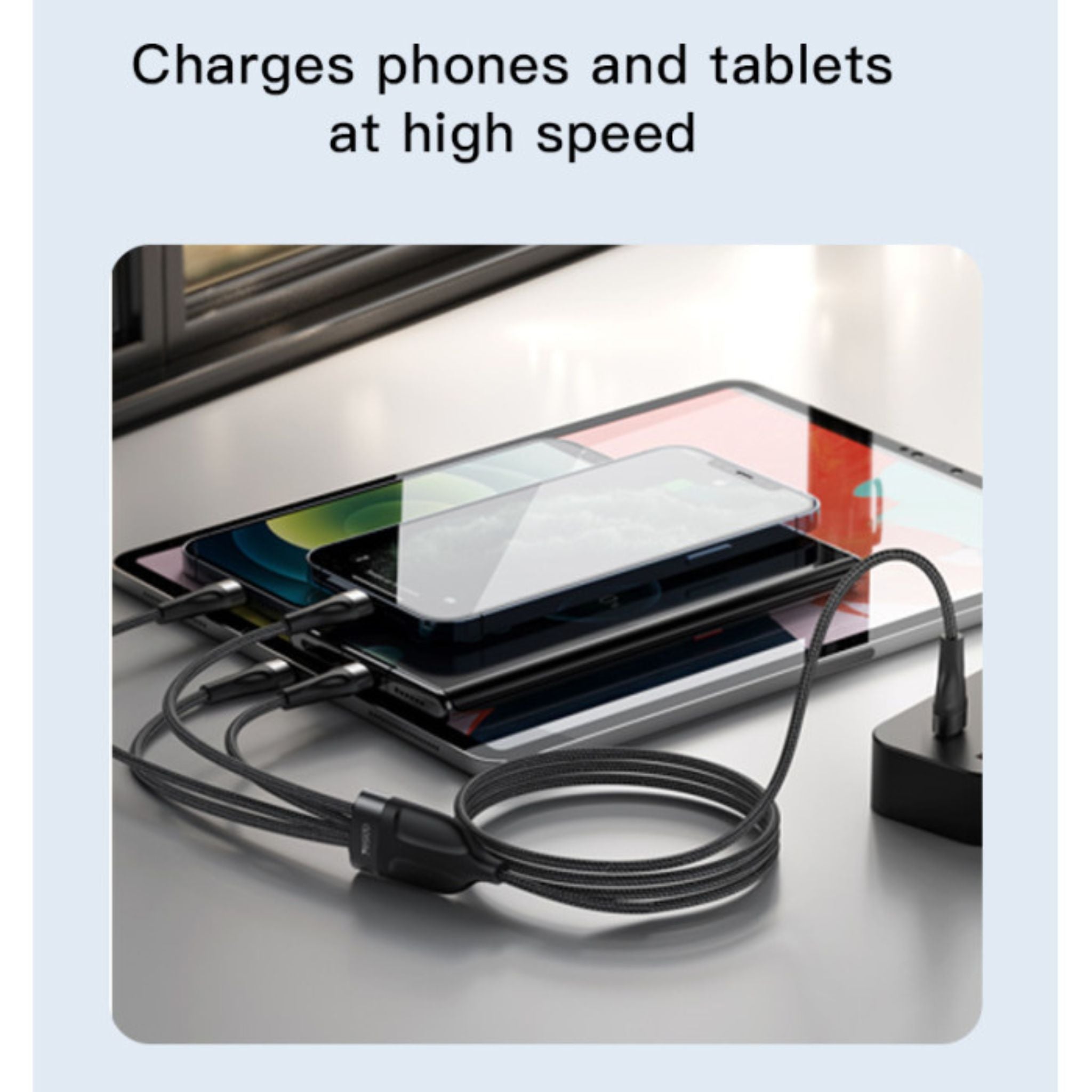 Yesido CA110 4 in 1 Charging Data Cable | Type-C to 2 TC + 2 IP Mobile Phone Charging Cable