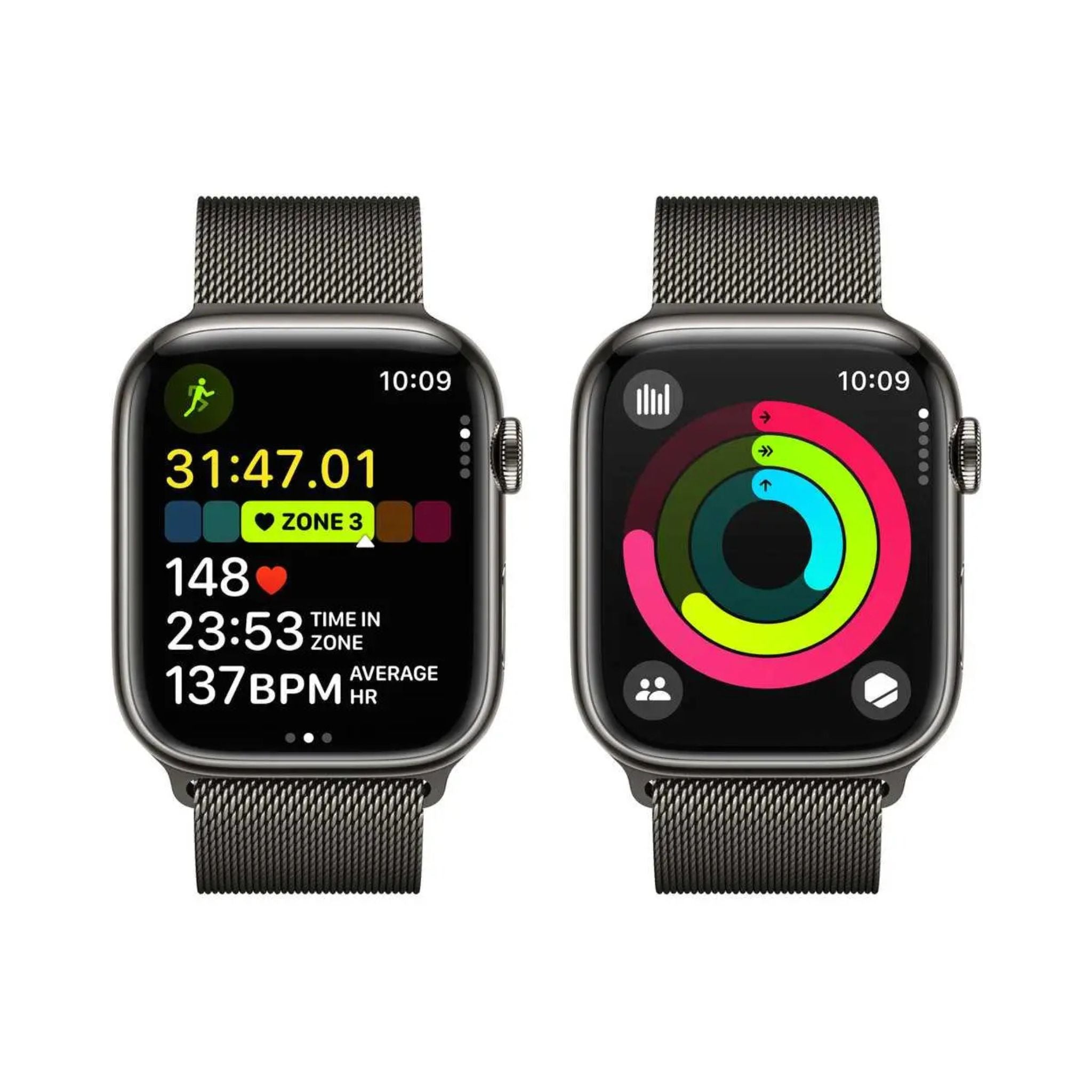 Apple Watch Series 9 GPS + Cellular 45mm Graphite Stainless Steel Case with Graphite Milanese Loop – Middle East Version