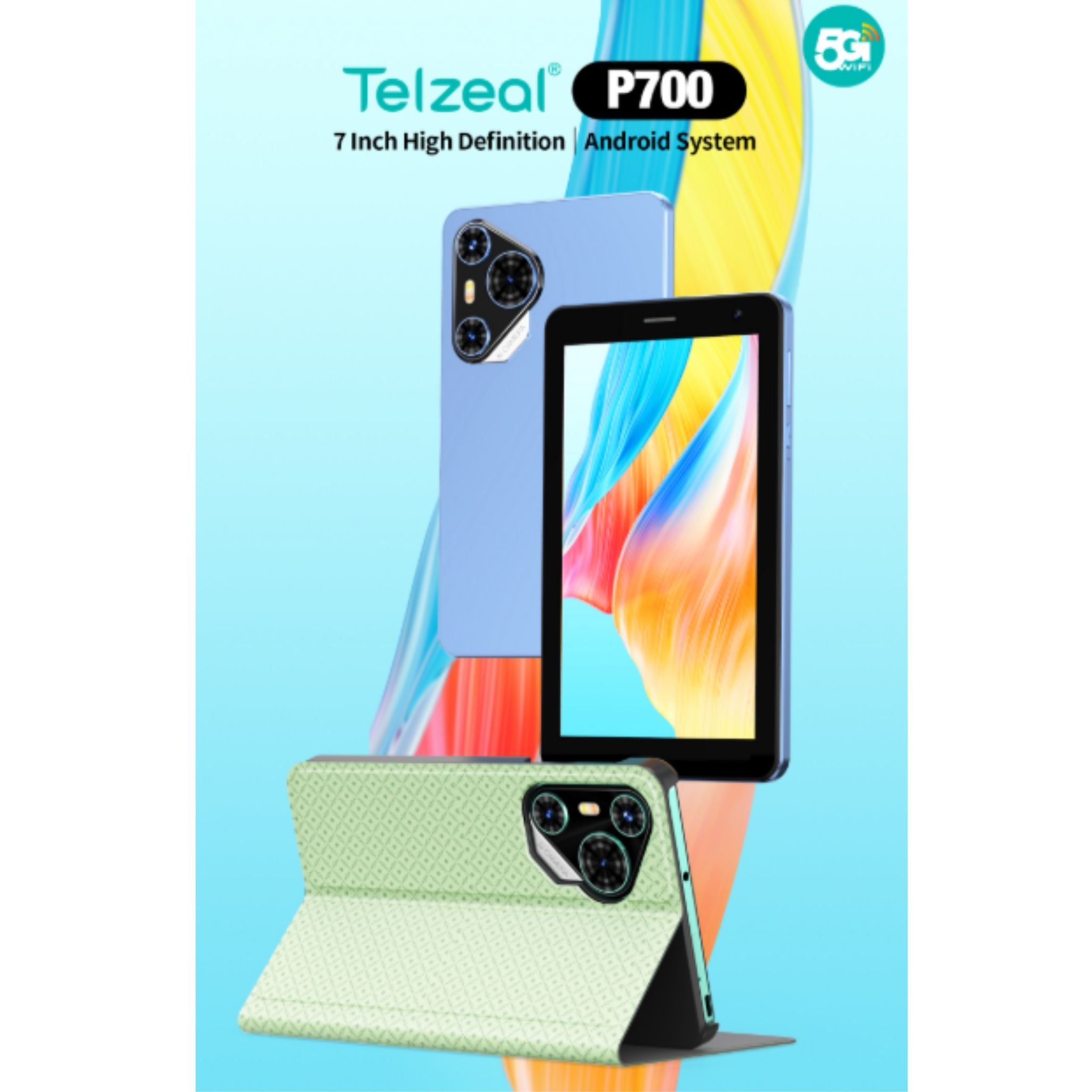 Telzeal P700 5G 7 Inch Android Tablet with Dual SIM 6GB RAM 256GB ROM and 3000 mAh Battery- Grey