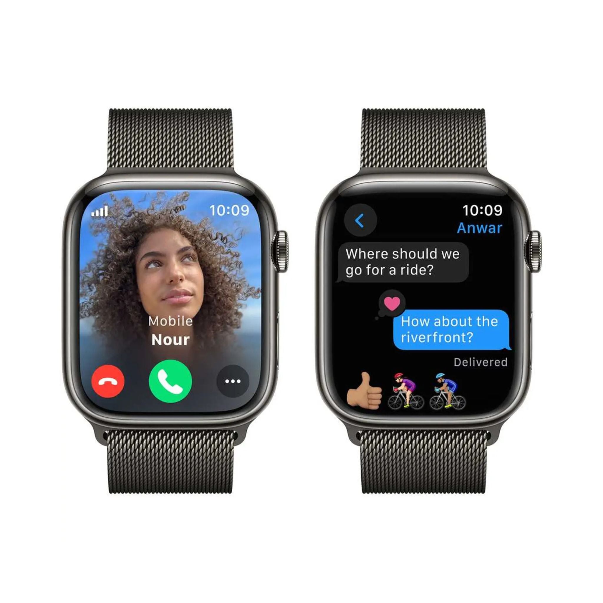 Apple Watch Series 9 GPS + Cellular 45mm Graphite Stainless Steel Case with Graphite Milanese Loop – Middle East Version