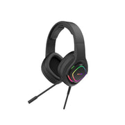 Black Green Lion GP32X Gaming Headphones with a noise-canceling microphone, 360-degree free bending, and RGB lights.