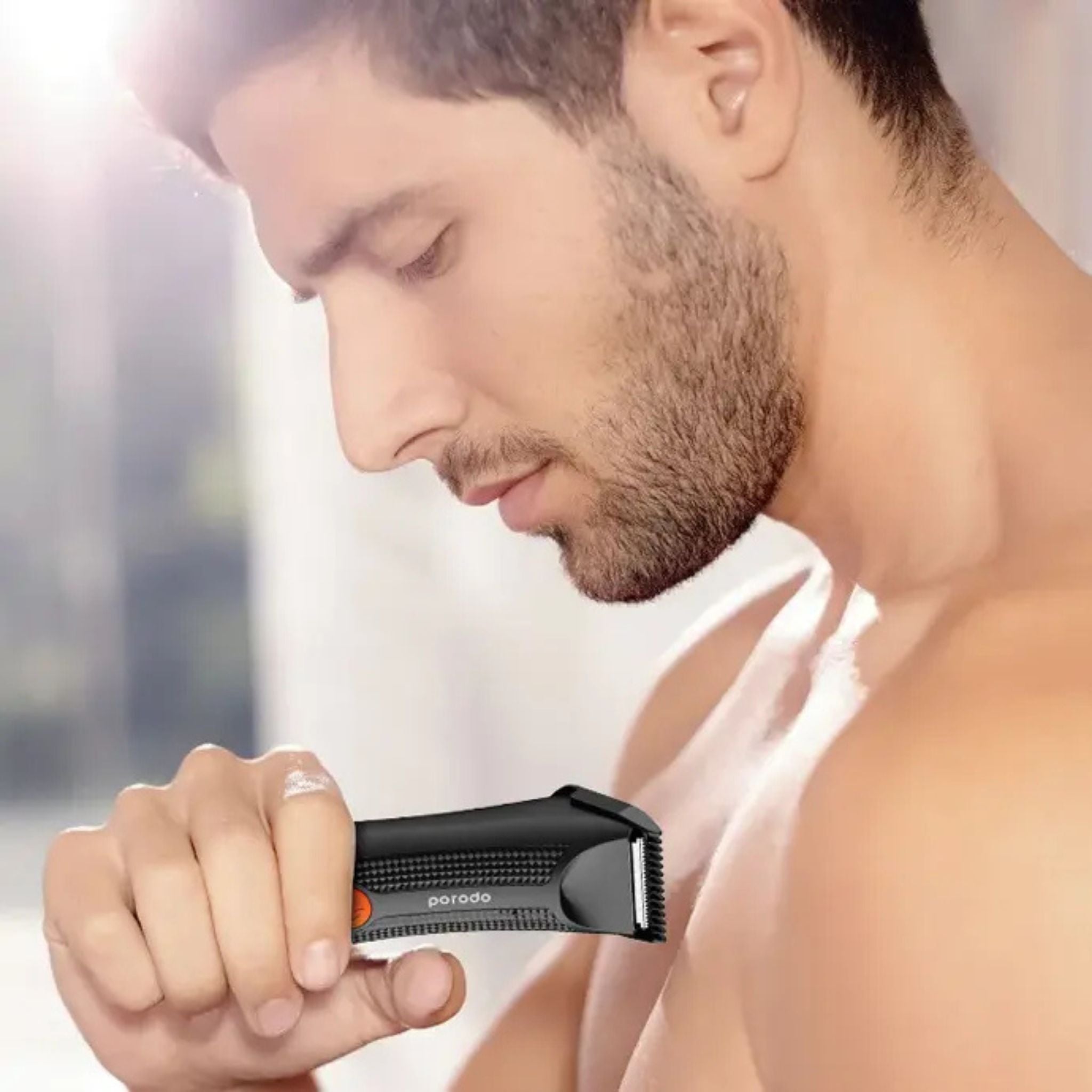 Porodo Lifestyle Sensitive Parts Hair Trimmer, 3.7V 600mAh Battery Capacity, 80 Minutes Working Time, 90 Minutes Charging Time, Ergonomic no-Slip Handle, IPX5 Water-Resistant - Black