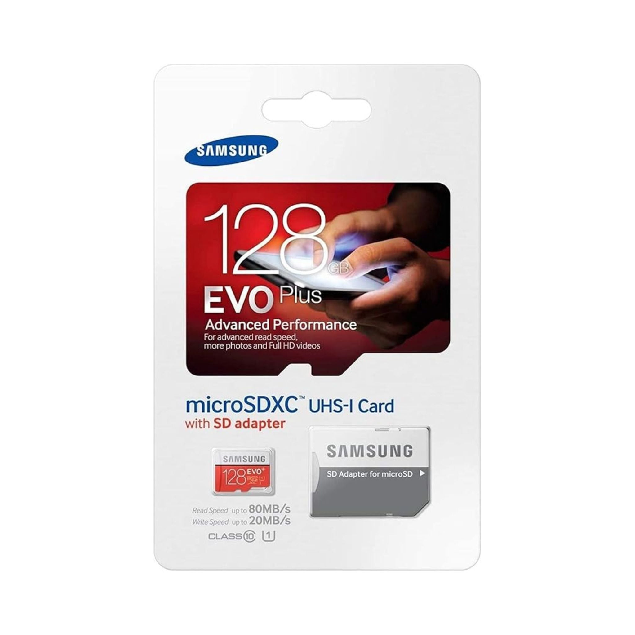 Samsung Memory 128 GB EVO Plus MicroSDXC UHS-I Grade 1 Class 10 Memory Card with SD Adapter