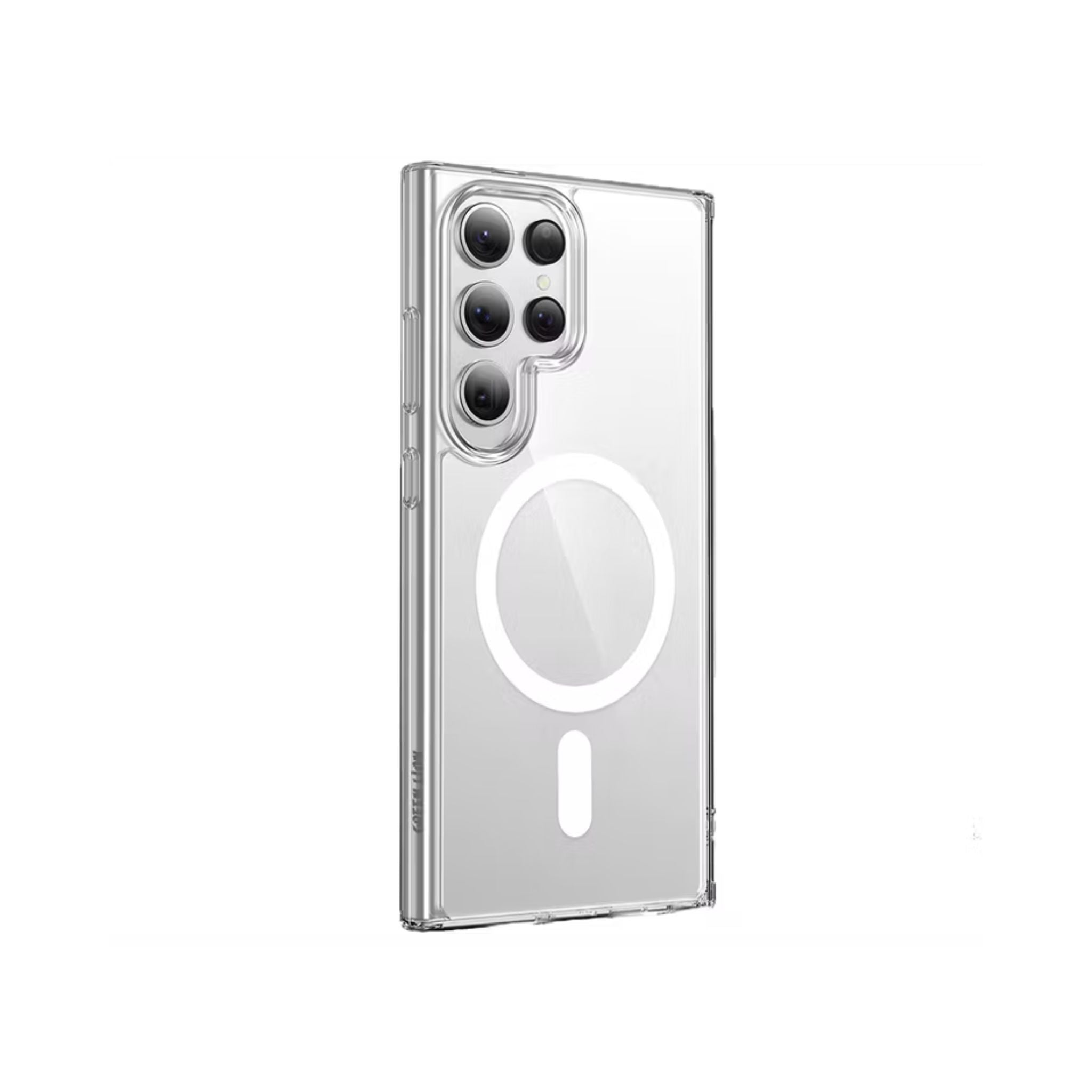 Clear phone case with magnetic on a white background