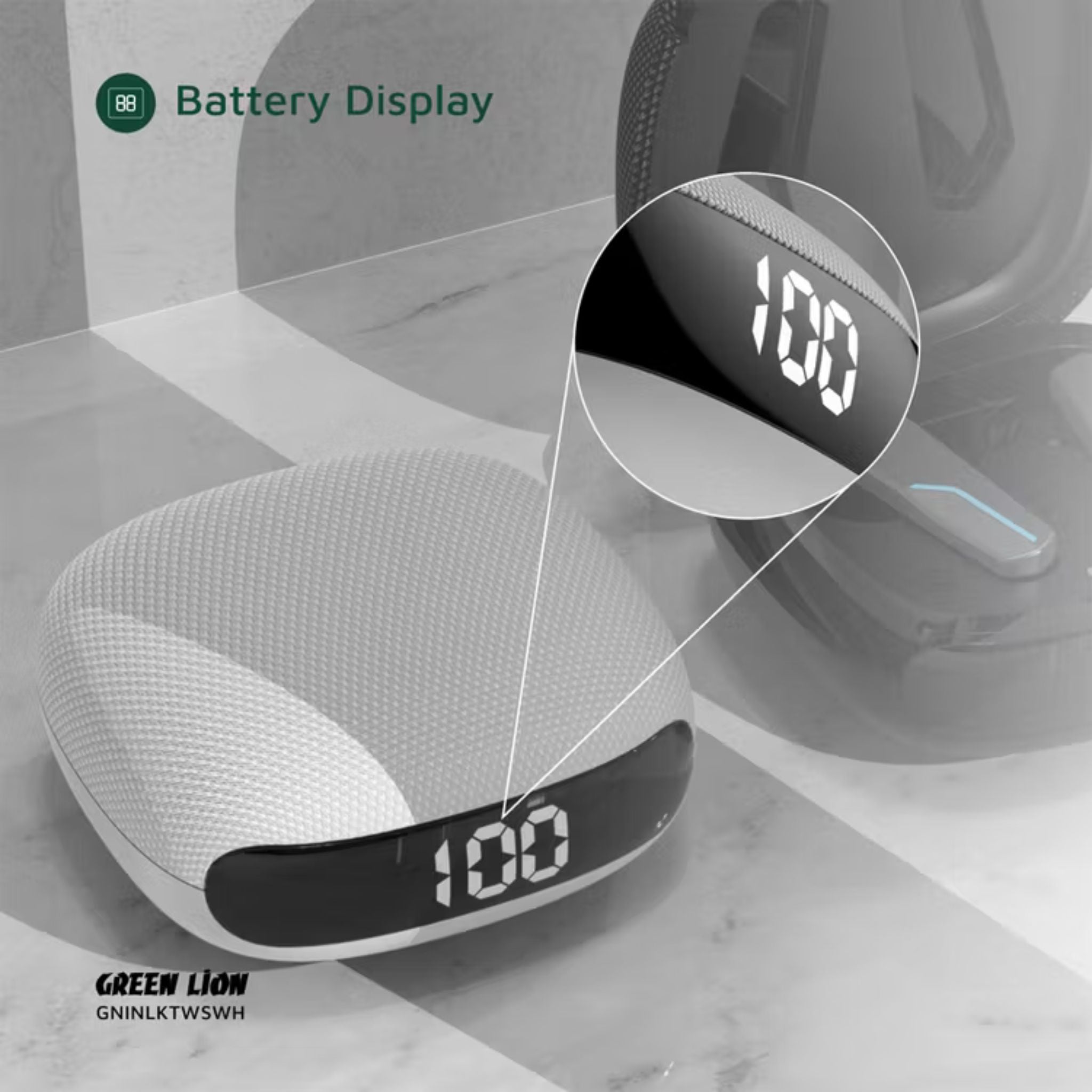 Green Lion Interlaken True Wireless Earbuds with Built-in Dual Microphones, 7 Hours Play Time, 13mm Speaker Size, 300mAh Case & 40mAh Earbuds Battery, 180 Hours Standby Time, Battery Display, Breathing Lights