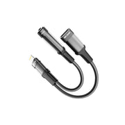 Green Lion 2 in 1 Earphone & Charging Adapter Lightning to Lightning + 3.5 (Audio) 12CM - Black