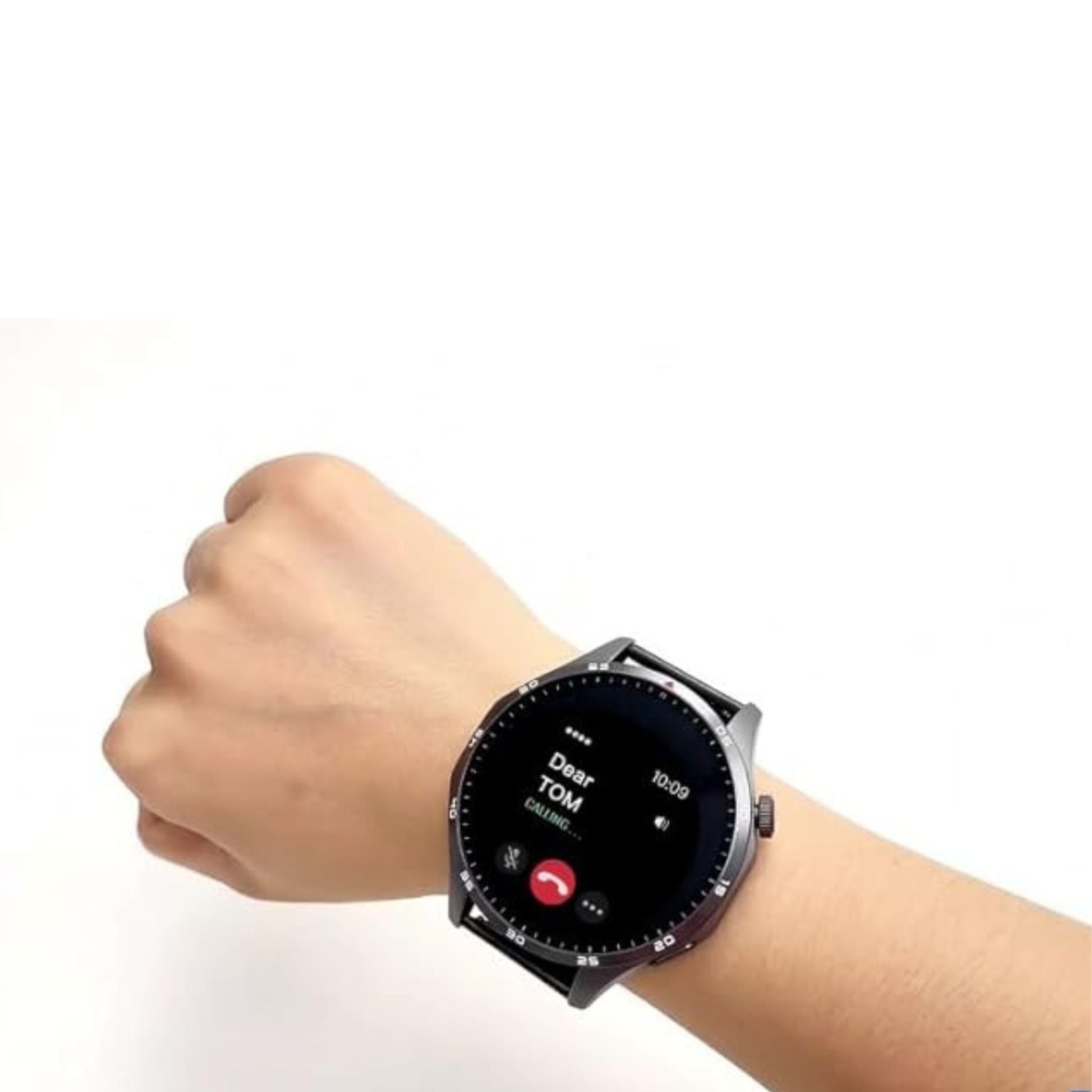 Haino Teko RW-54 Super Max Size (HD,IPS Amolded Display) with 3 Pairs Strap (Silicone+Leather+Stainless Steel) and Wireless Charger For Gents and Boys Black_Black