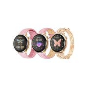 Haino Teko G12 Mini (HD IPS Amolded Display) with 3 Pairs Strap (Stainless Steel+Leather+Silicone) Excelent Diamond Look With Wireless Charger Gold