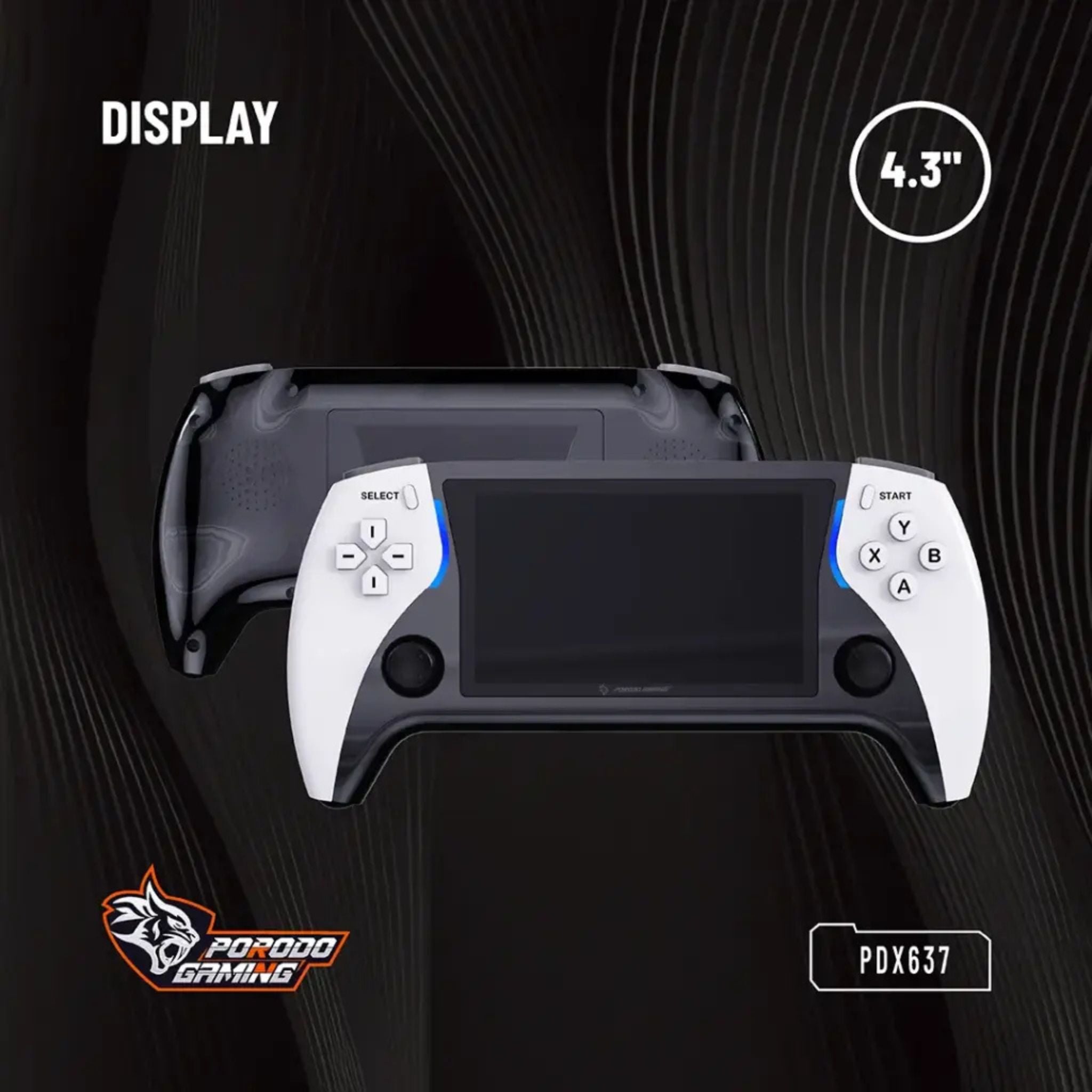 Porodo Gaming Arcade X Game Console with HDMI Video Output, Supports External Controller, E-book Reading, High-speed Data Transfer, 2500mAh Battery Capacity, 4.3 Inches Screen - Black / White