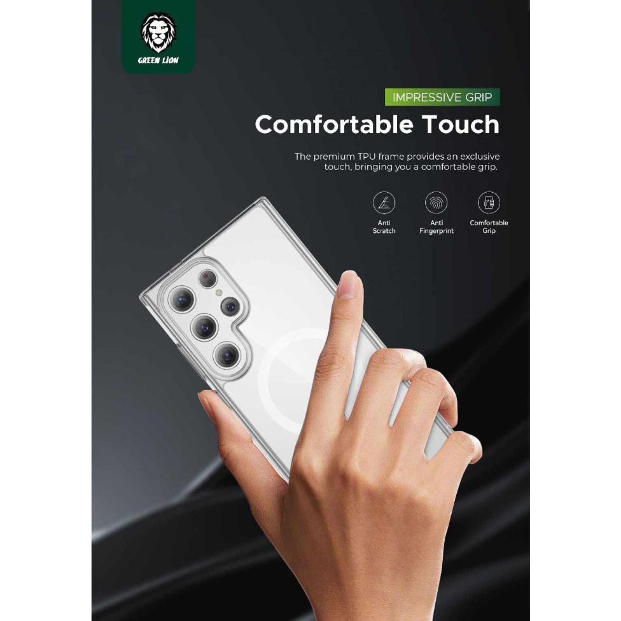 Green Lion MagSafe Crystal Clear Case Ultra Drop Protection for Samsung Galaxy S24 Ultra, MagSafe Compatible, Crystal Clear, Anti Fingerprint & Anti Yellowing, Anti-Scratch - Clear