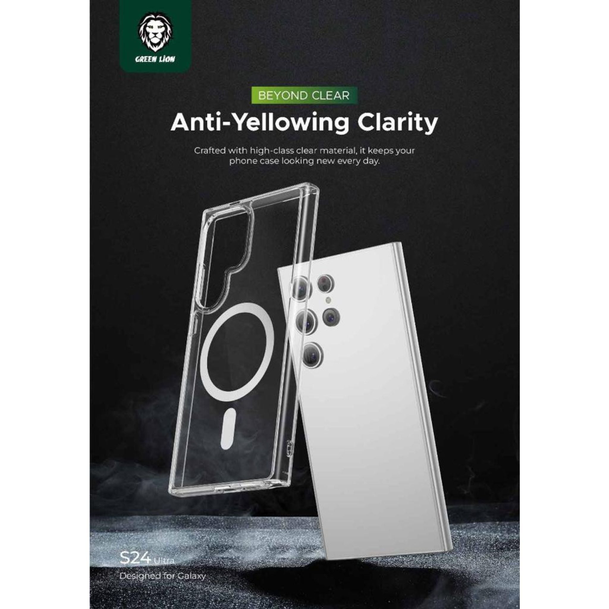 Green Lion MagSafe Crystal Clear Case Ultra Drop Protection for Samsung Galaxy S24 Ultra, MagSafe Compatible, Crystal Clear, Anti Fingerprint & Anti Yellowing, Anti-Scratch - Clear