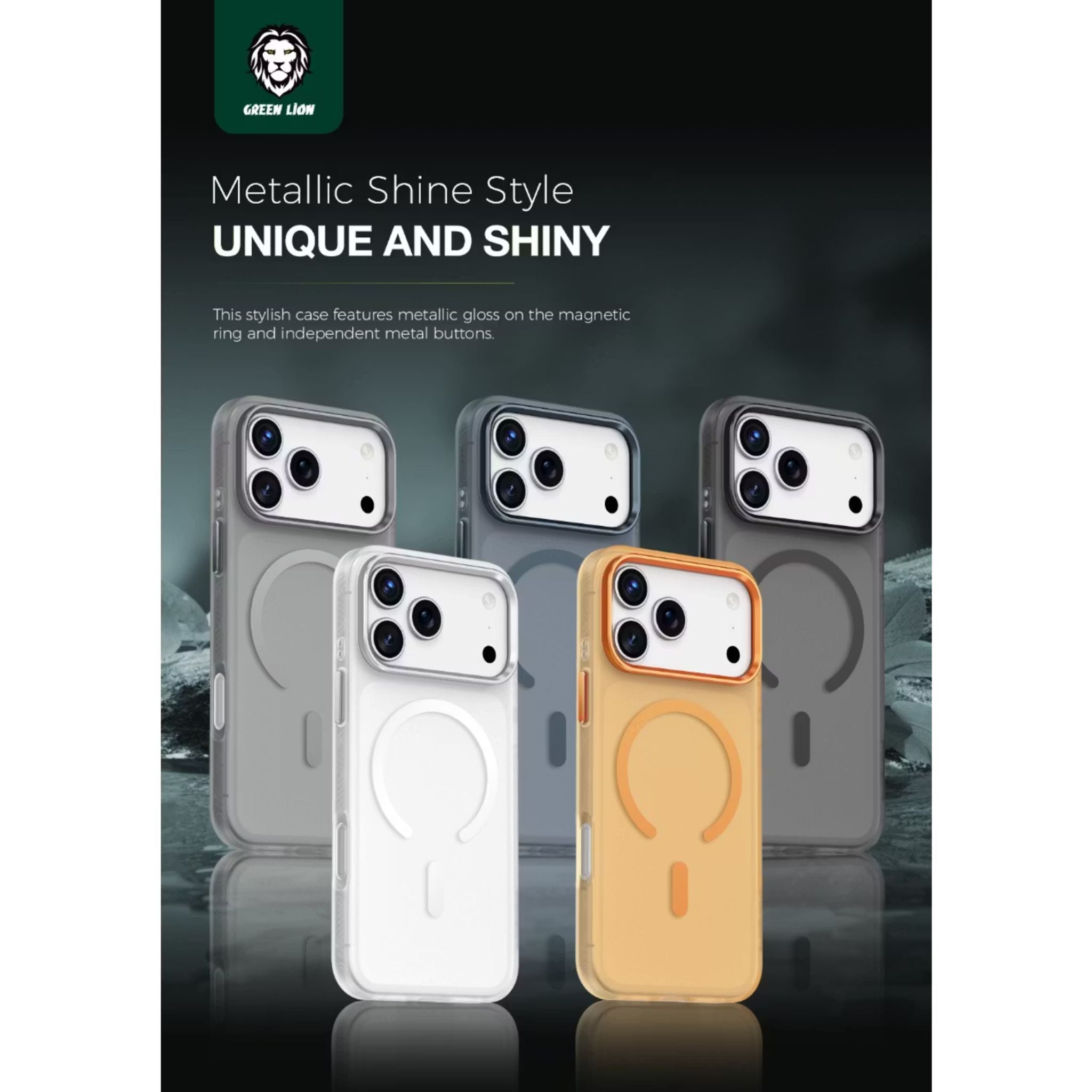 Green Lion Matte MagSafe X Case for iPhone 17 Pro, Comfortable Grip, Anti-Scratch, Metal Buttons, Anti-Fingerprint, Drop Protection, Camera Protection - Orange Titanium