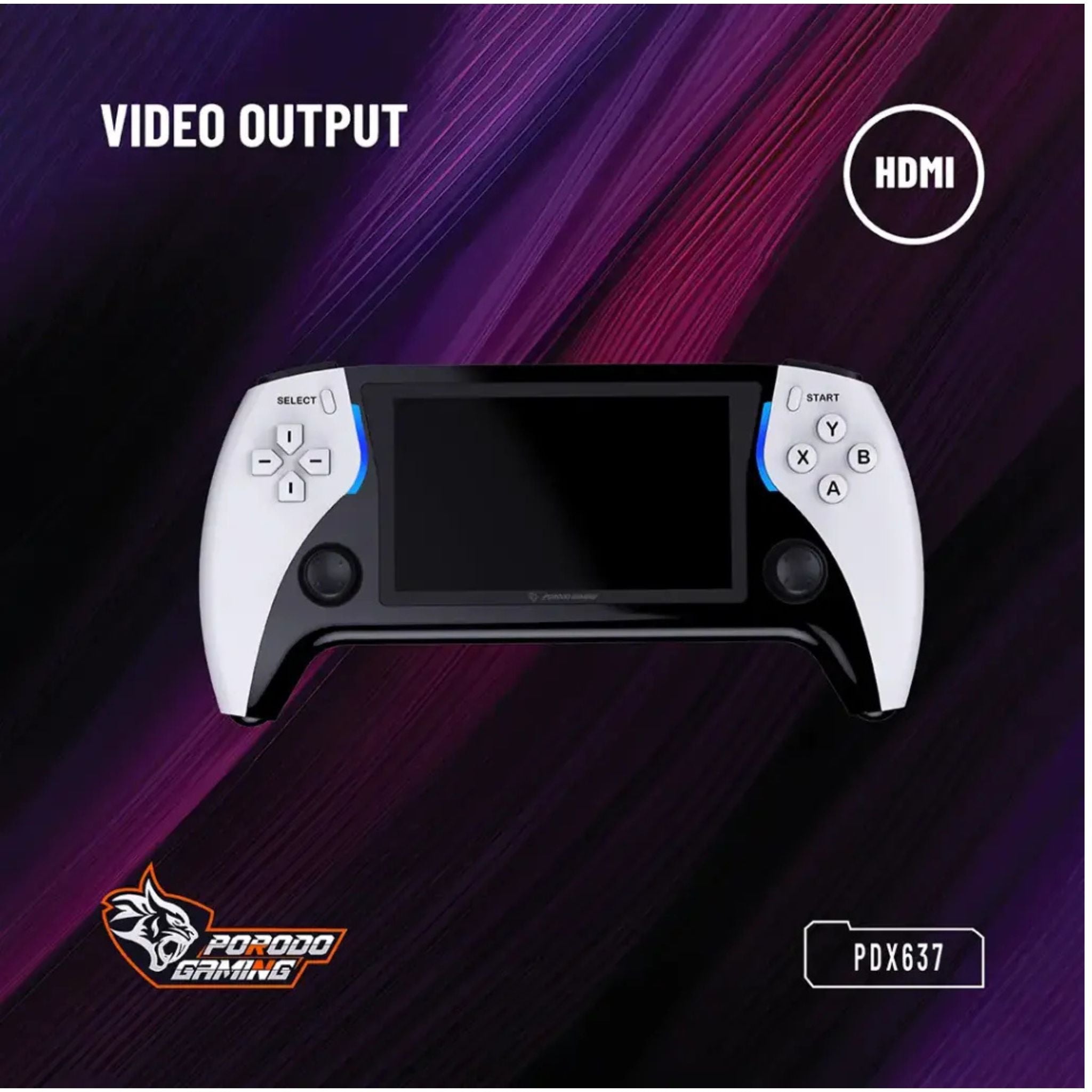 Porodo Gaming Arcade X Game Console with HDMI Video Output, Supports External Controller, E-book Reading, High-speed Data Transfer, 2500mAh Battery Capacity, 4.3 Inches Screen - Black / White