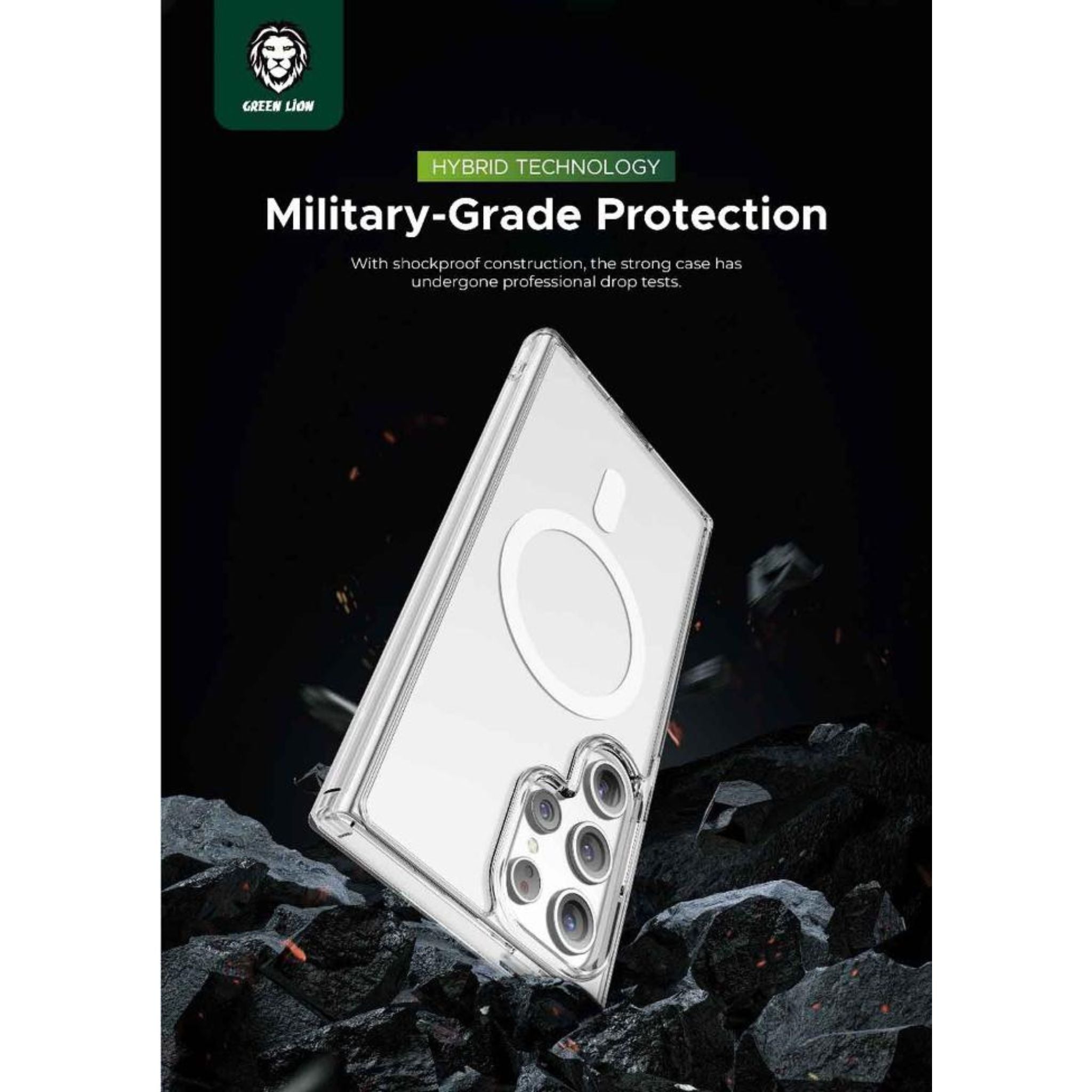 Green Lion MagSafe Crystal Clear Case Ultra Drop Protection for Samsung Galaxy S24 Ultra, MagSafe Compatible, Crystal Clear, Anti Fingerprint & Anti Yellowing, Anti-Scratch - Clear