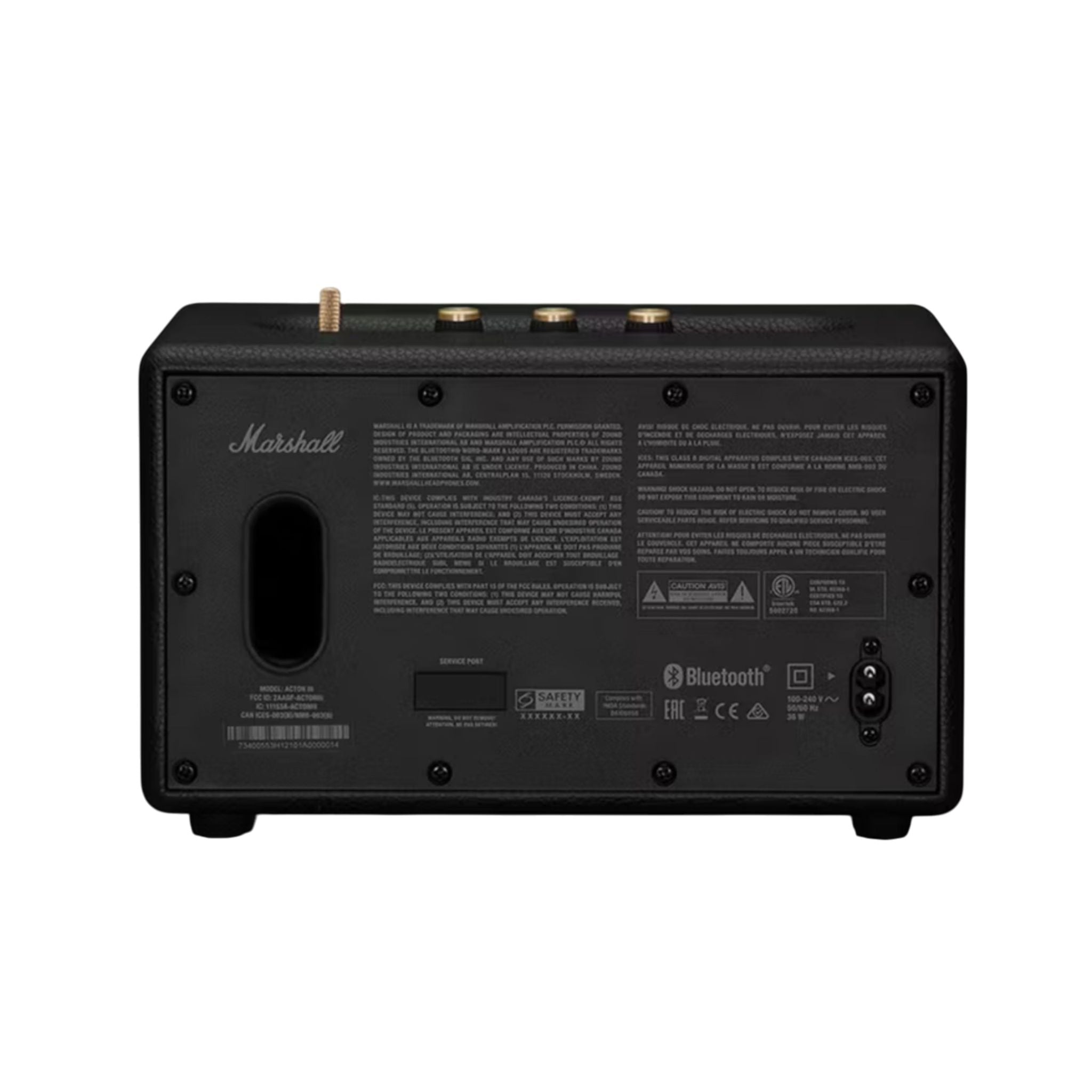 Marshall Action III Wireless Bluetooth Stereo Speaker with Bluetooth Version 5.2, 2 Hours Charging Time, 32 Hours Play Time, Fast Charging, Water Resistant, USB-C Charging Port - Black