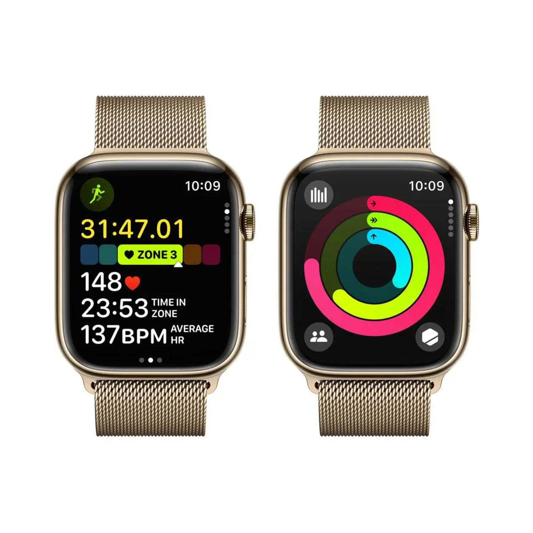 Apple Watch Series 9 GPS + Cellular 45mm Gold Stainless Steel Case with Gold Milanese Loop – Middle East Version