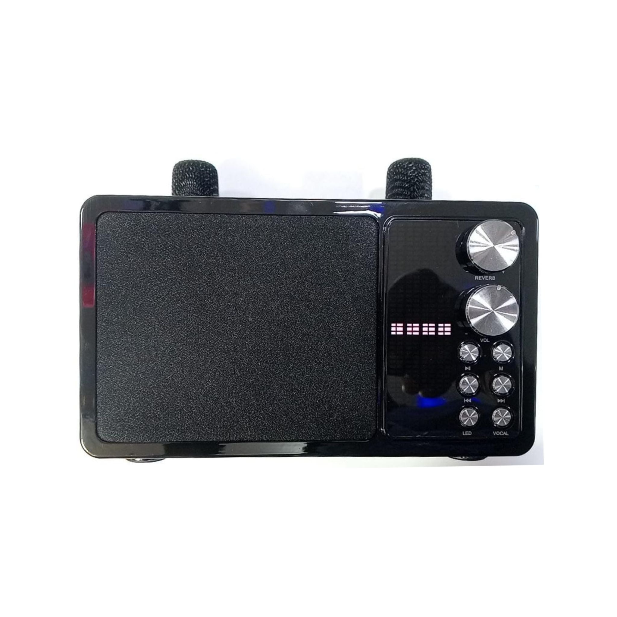 Black electronic device with control panel on a white background