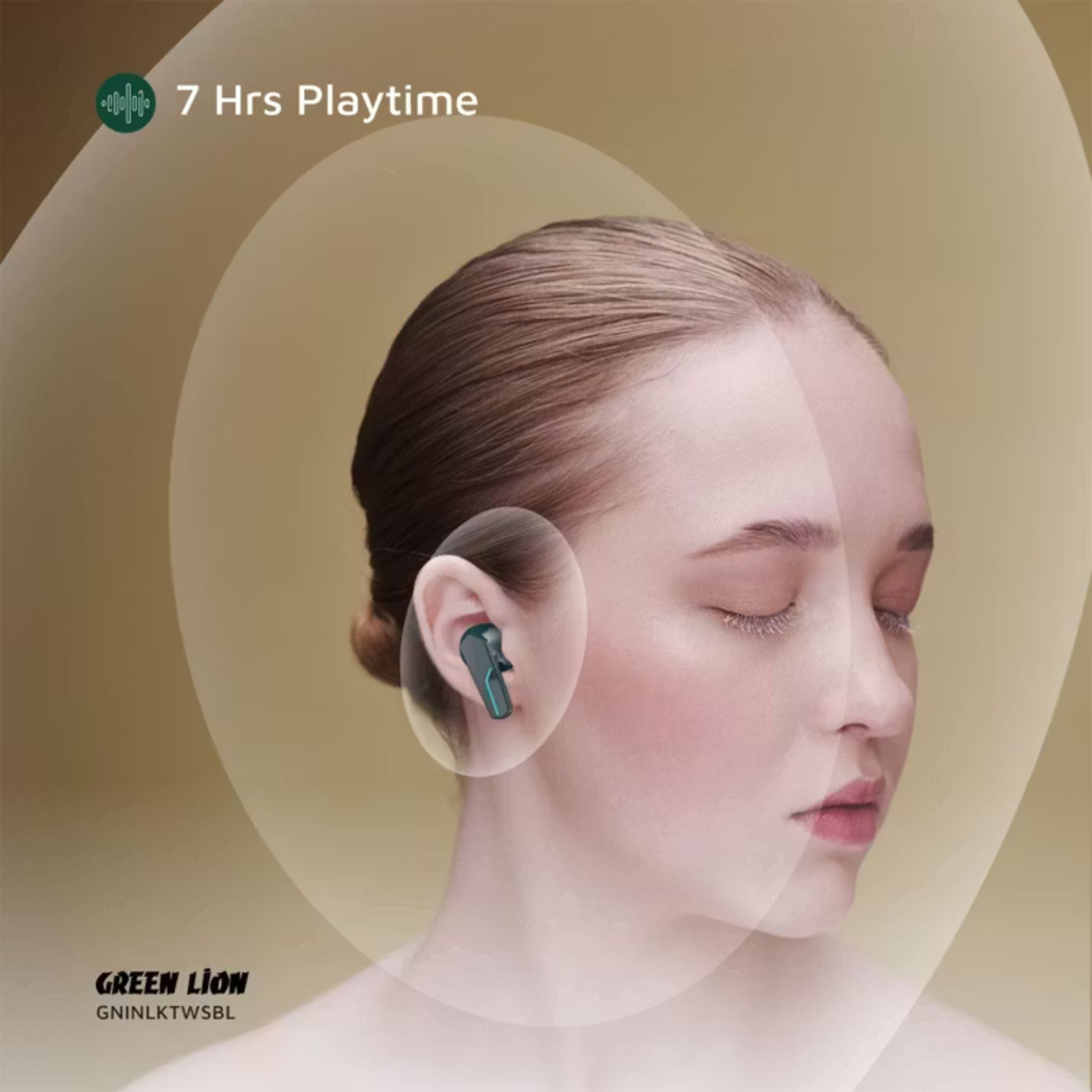 Green Lion Interlaken True Wireless Earbuds with Built-in Dual Microphones, 7 Hours Play Time, 13mm Speaker Size, 300mAh Case & 40mAh Earbuds Battery, 180 Hours Standby Time, Battery Display, Breathing Lights