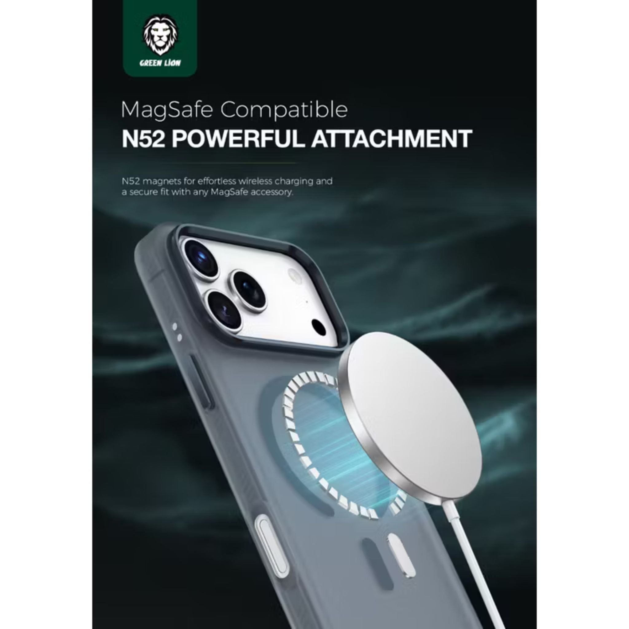 Green Lion Matte MagSafe X Case for iPhone 17 Pro Max, Comfortable Grip, Anti-Scratch, Metal Buttons, Anti-Fingerprint, Drop Protection, Camera Protection - Blue Titanium